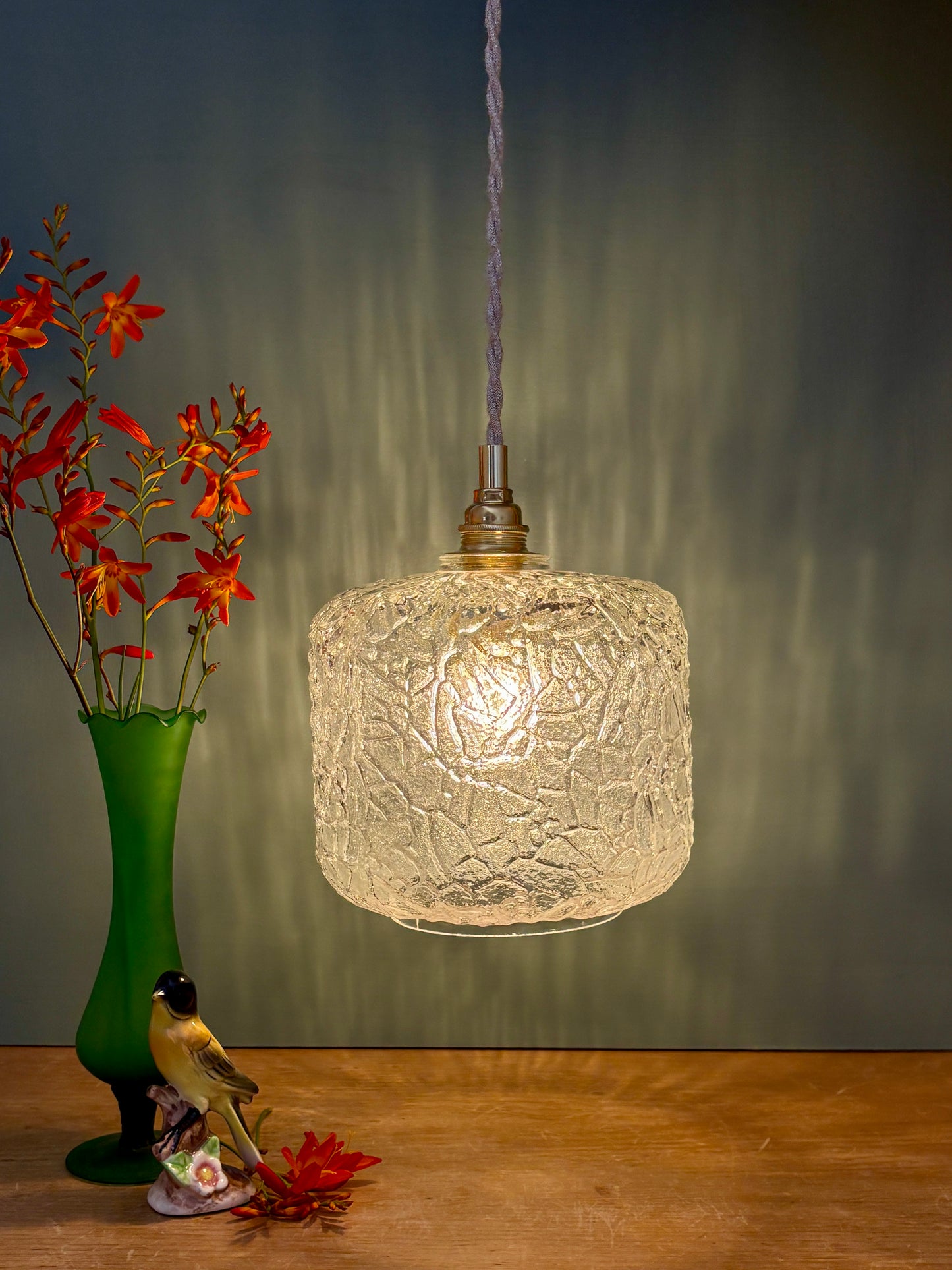 Suspension globe vintage en verre transparent (GLC01)