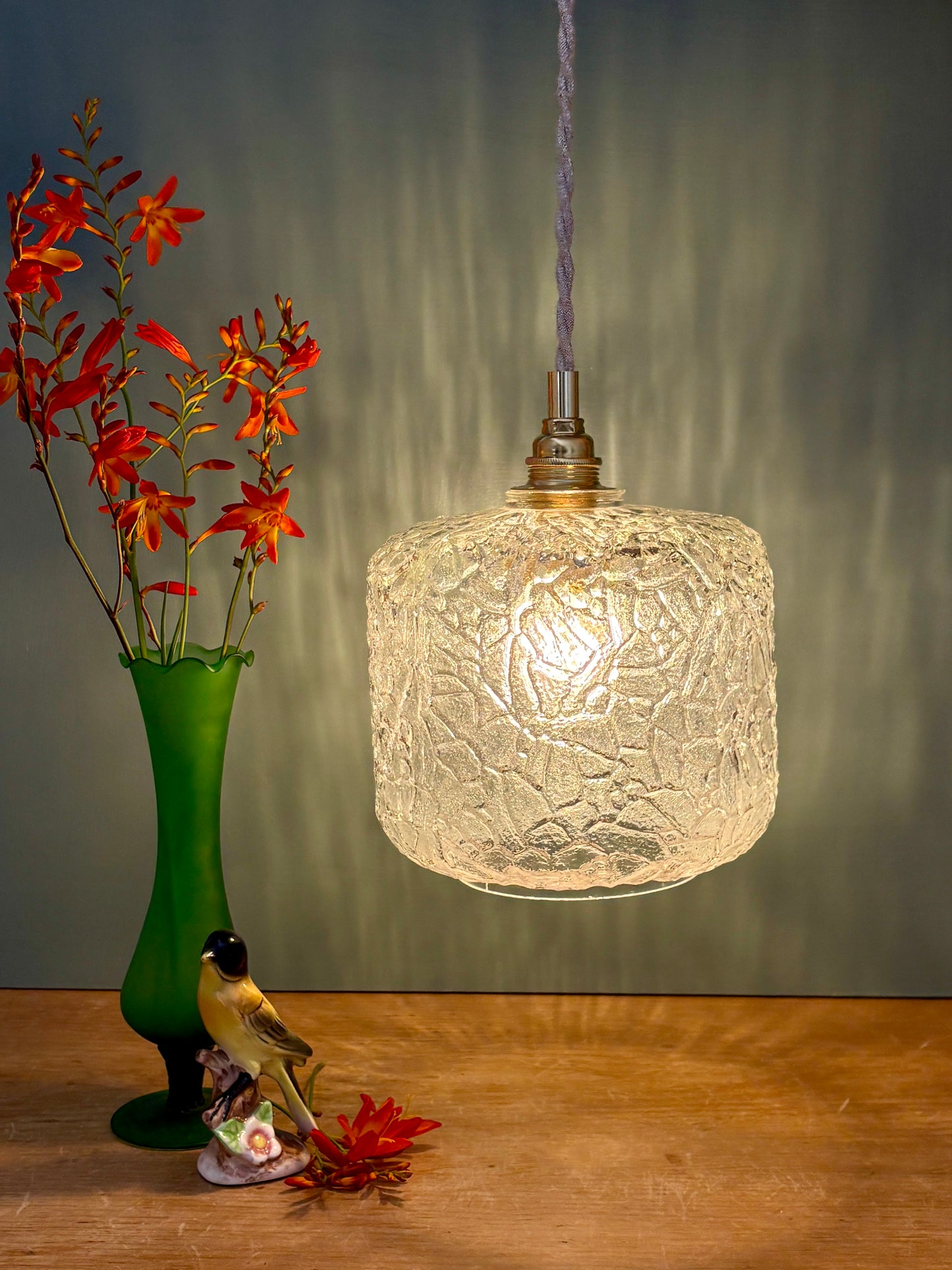 Suspension globe vintage en verre transparent (GLC01)