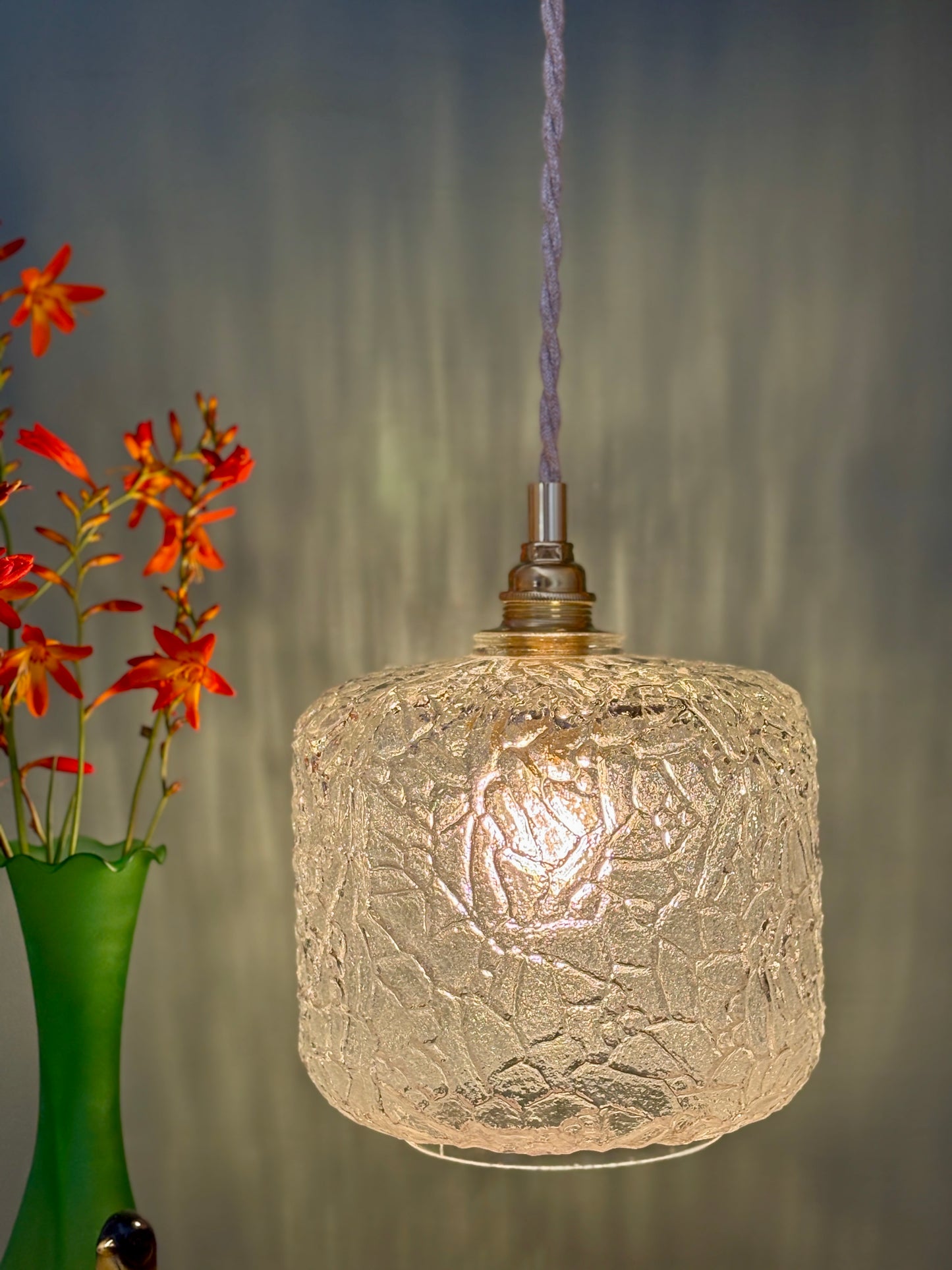 Suspension globe vintage en verre transparent (GLC01)