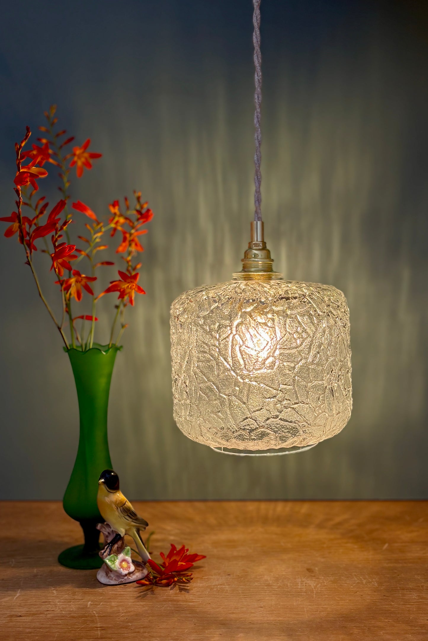 Suspension globe vintage en verre transparent (GLC01)