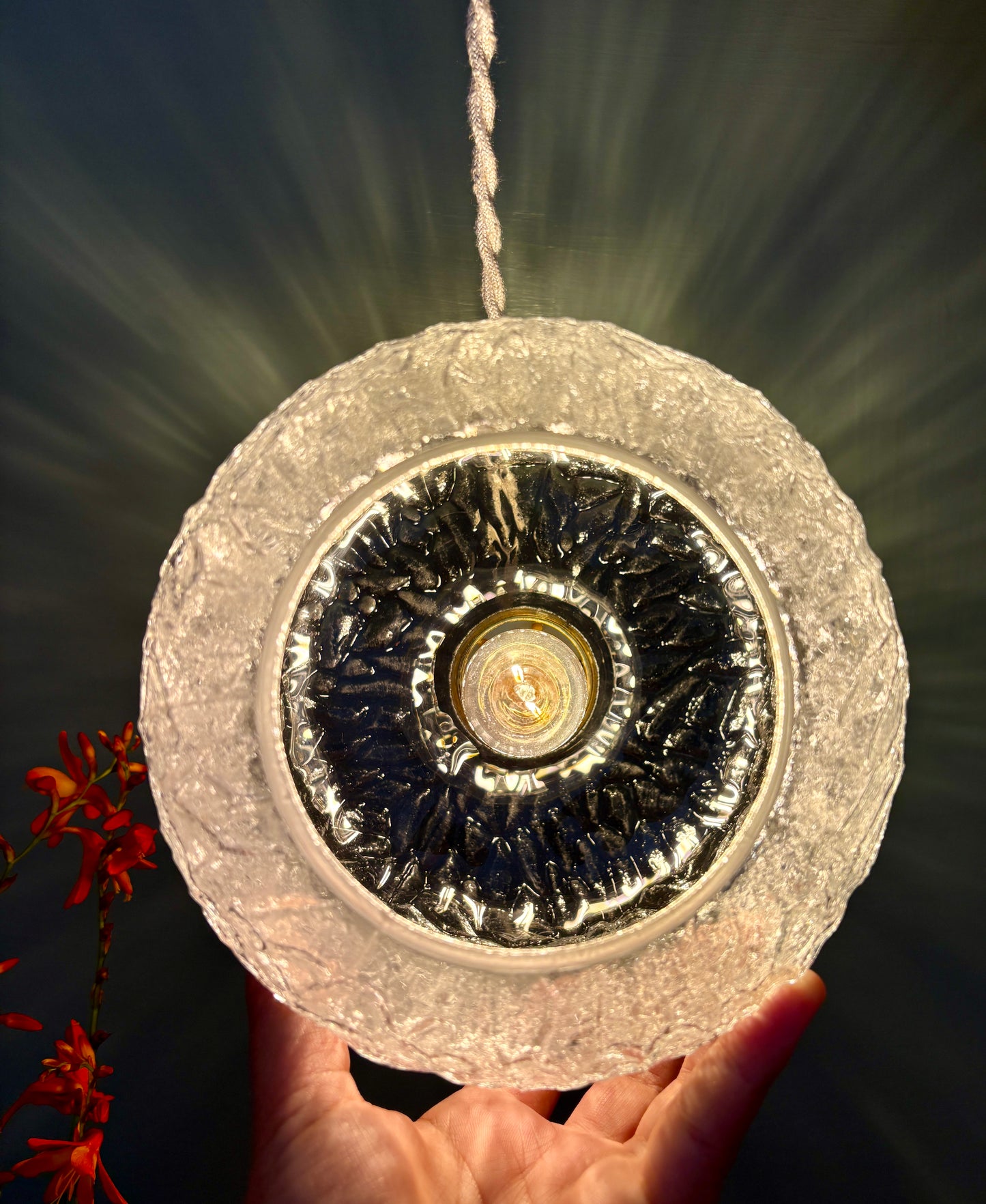 Suspension globe vintage en verre transparent (GLC01)