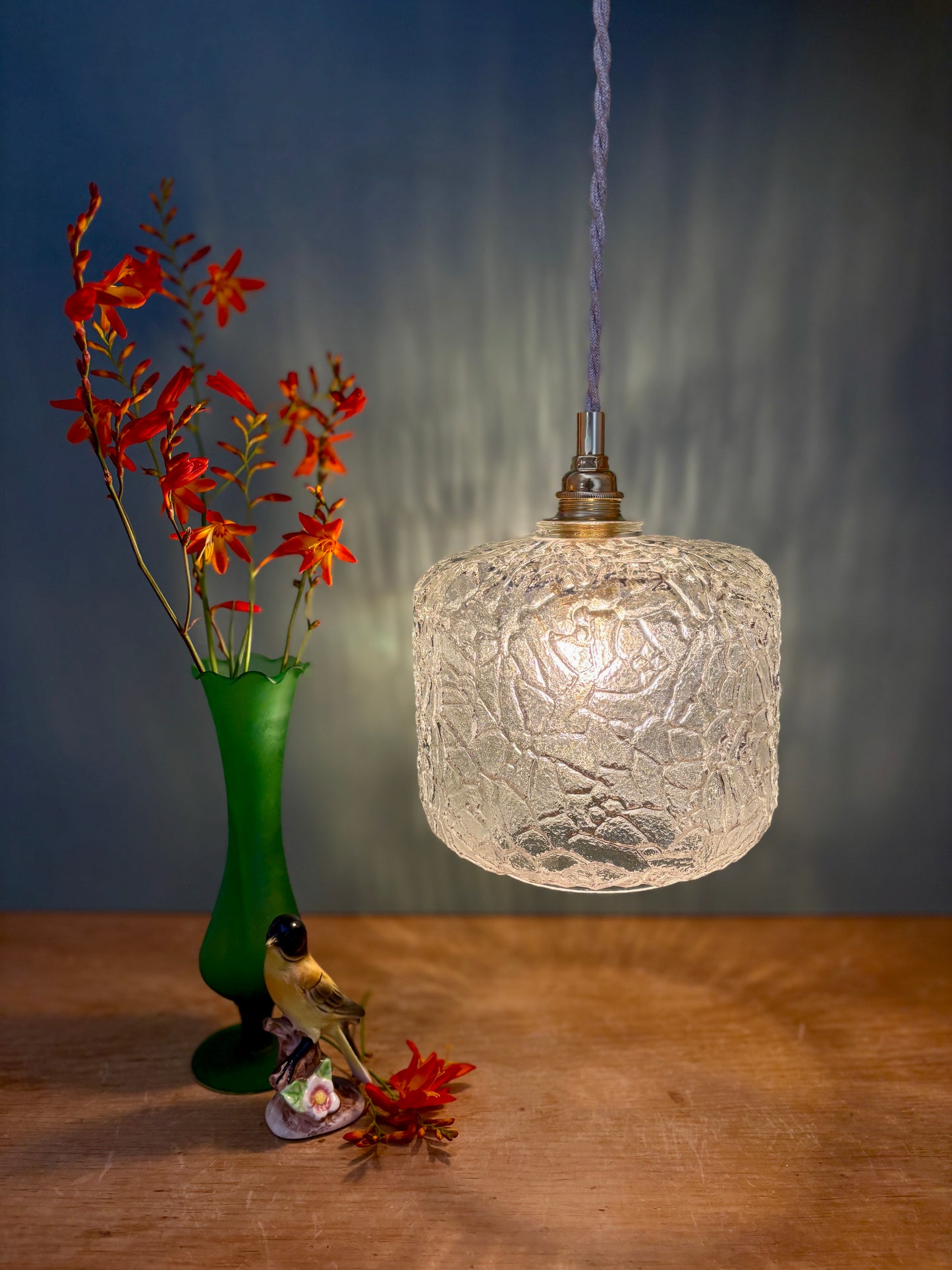 Suspension globe vintage en verre transparent (GLC01)