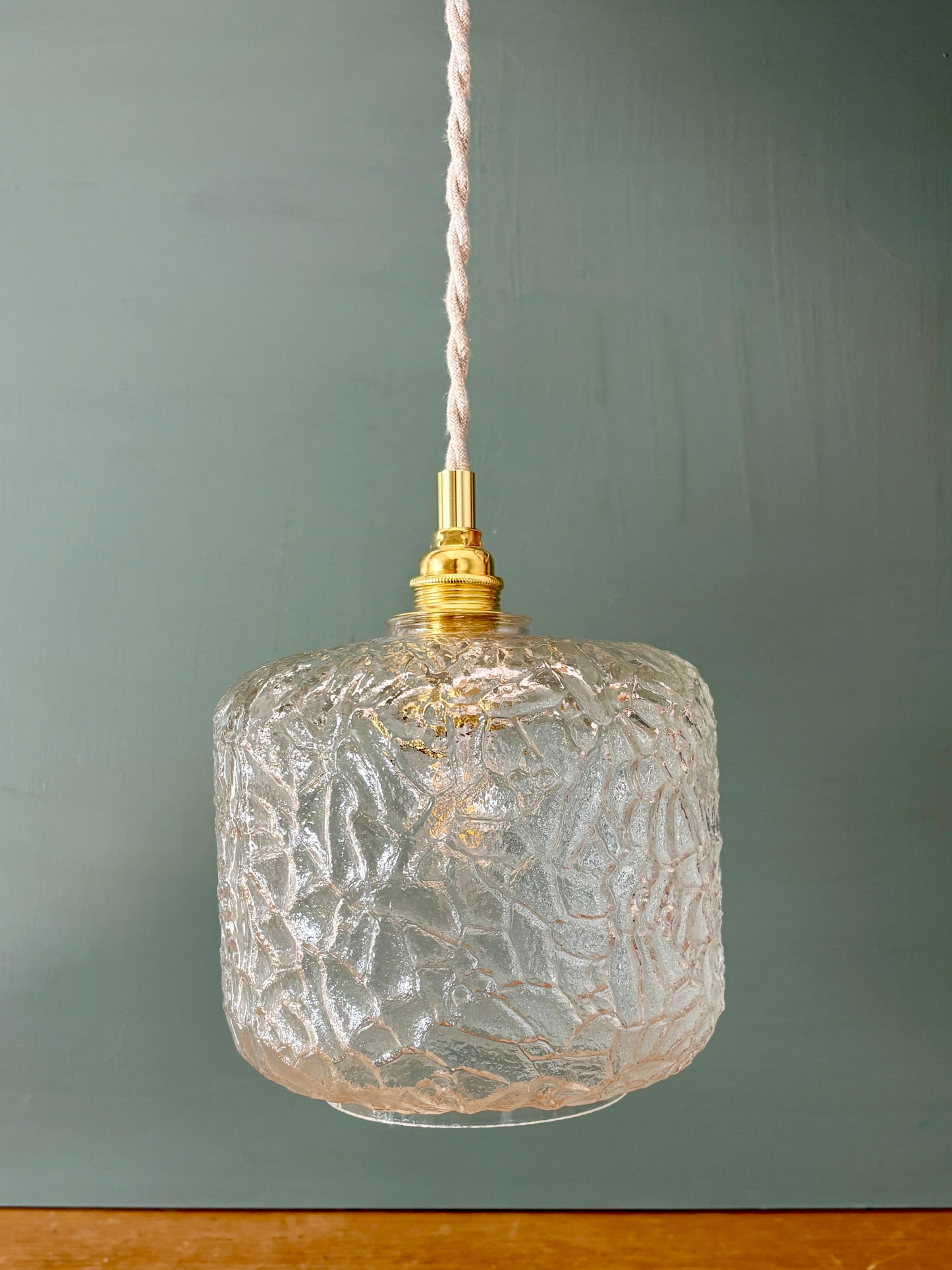 Suspension globe vintage en verre transparent (GLC01)