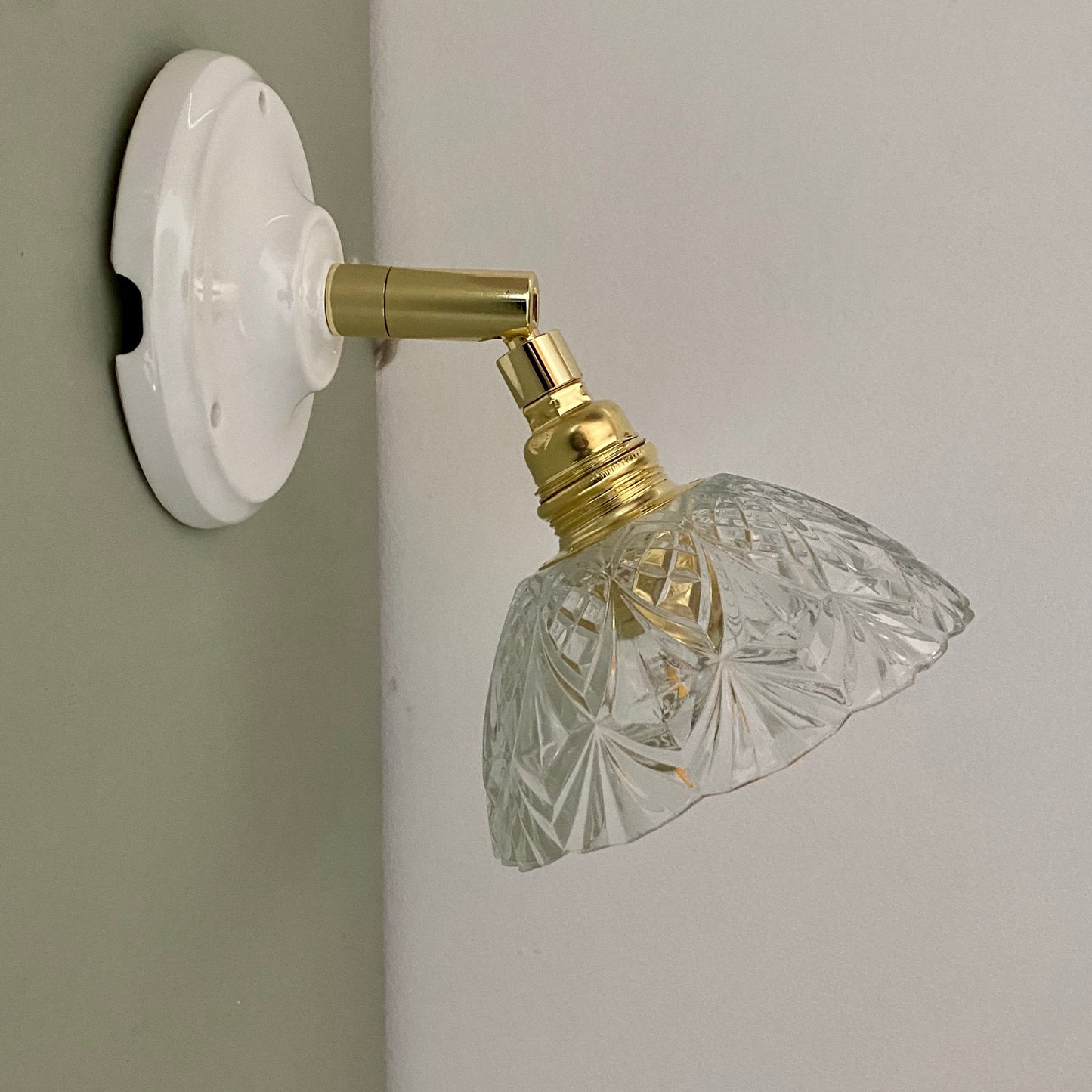 Applique abat-jour vintage en verre ciselé - collection vaisselle -