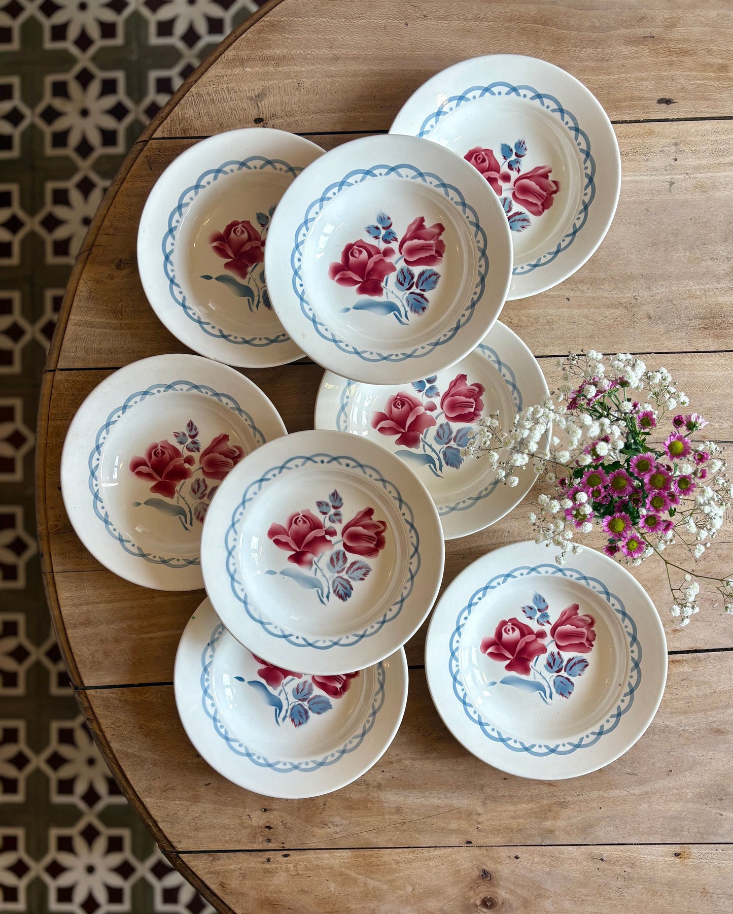 Lot de 8 assiettes creuse vintage - modèle Cannes de Digoin