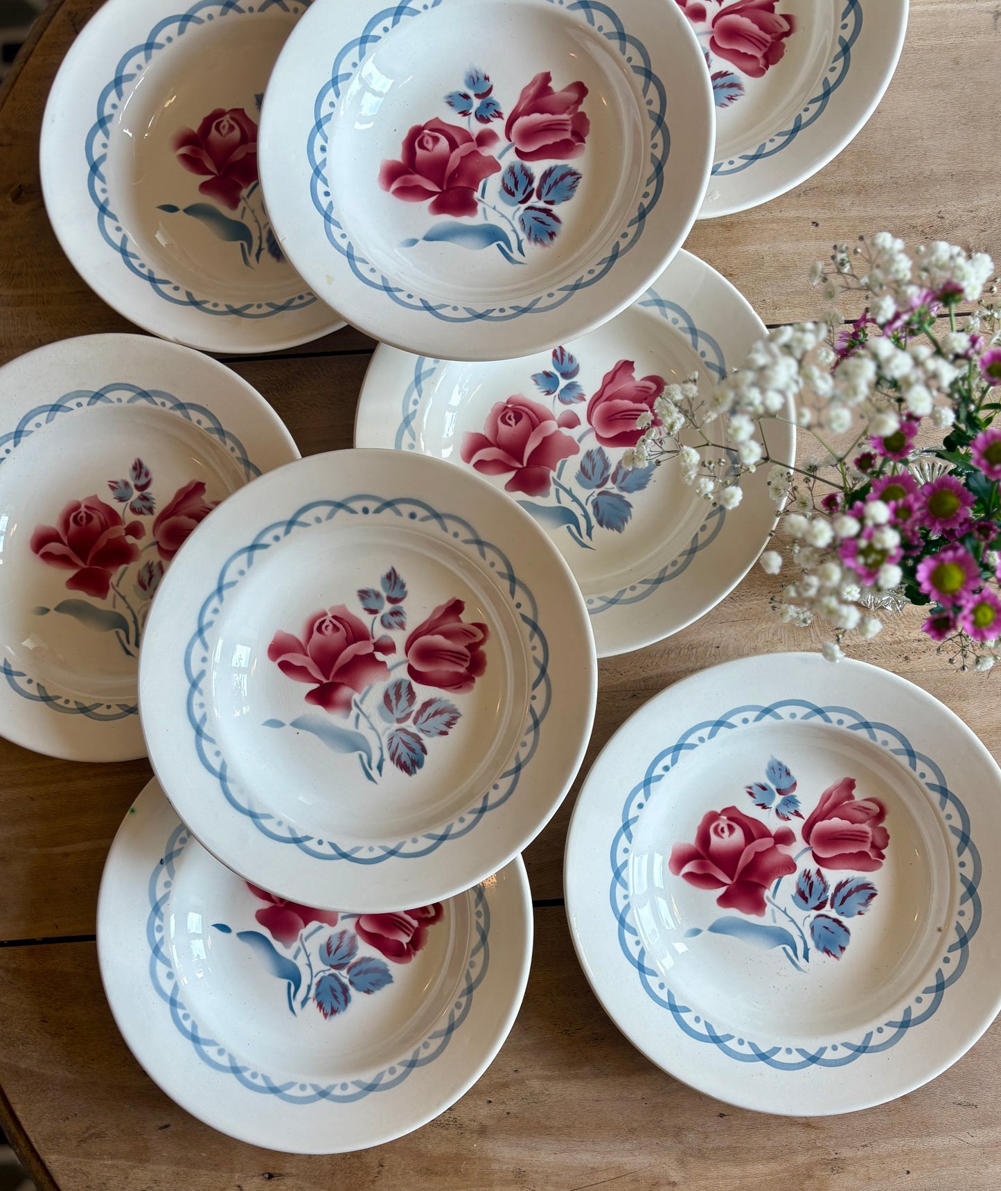 Lot de 8 assiettes creuse vintage - modèle Cannes de Digoin