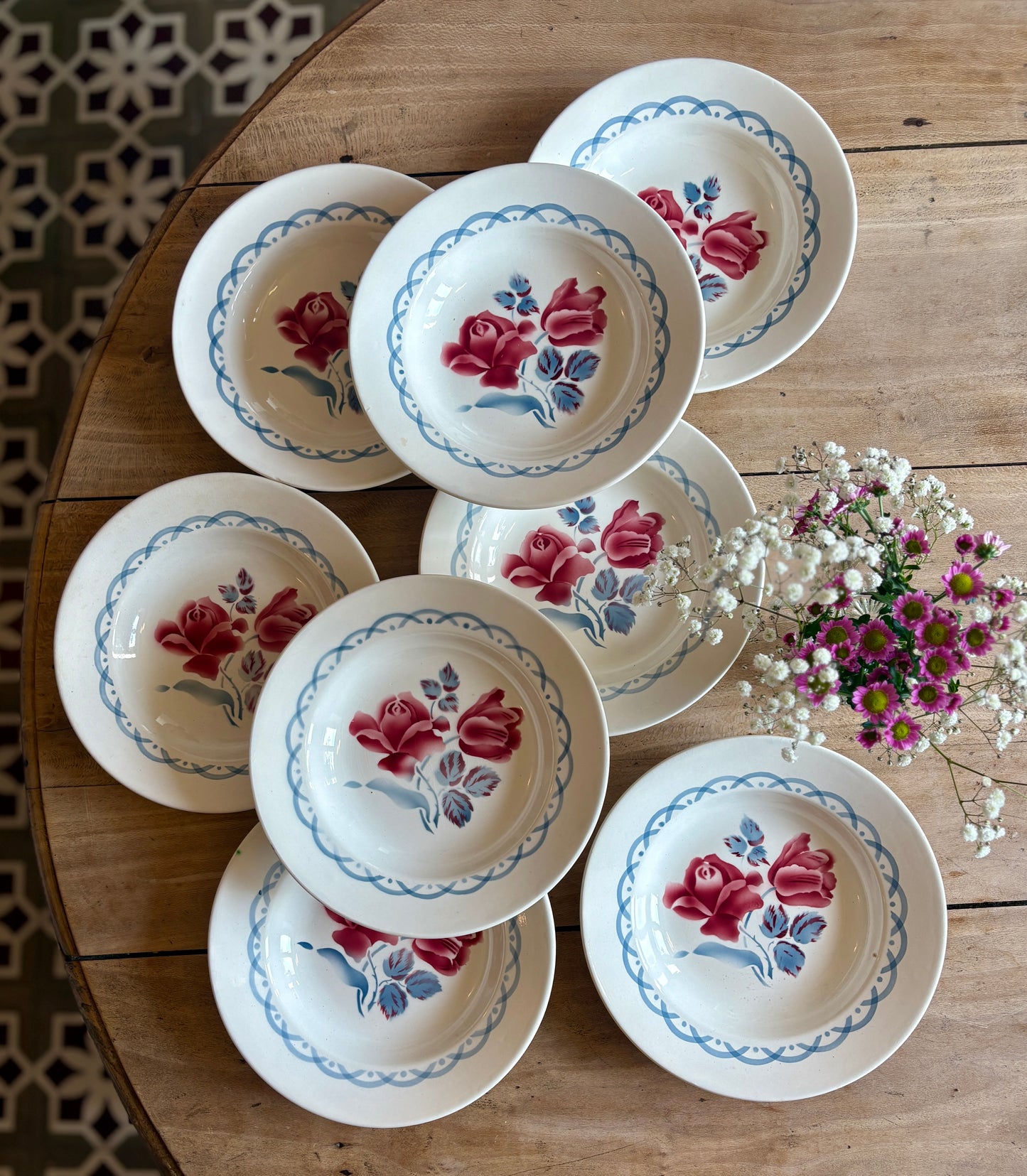 Lot de 8 assiettes creuse vintage - modèle Cannes de Digoin