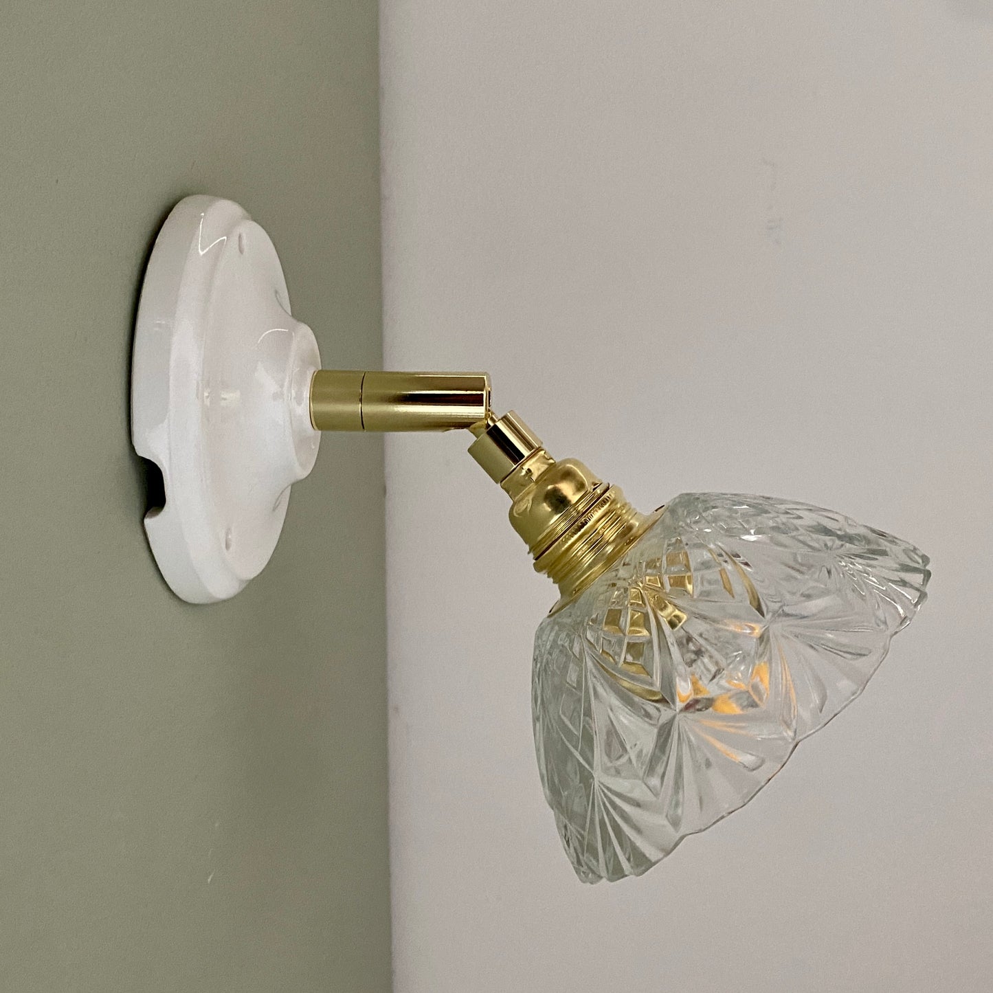 Applique abat-jour vintage en verre ciselé - collection vaisselle -