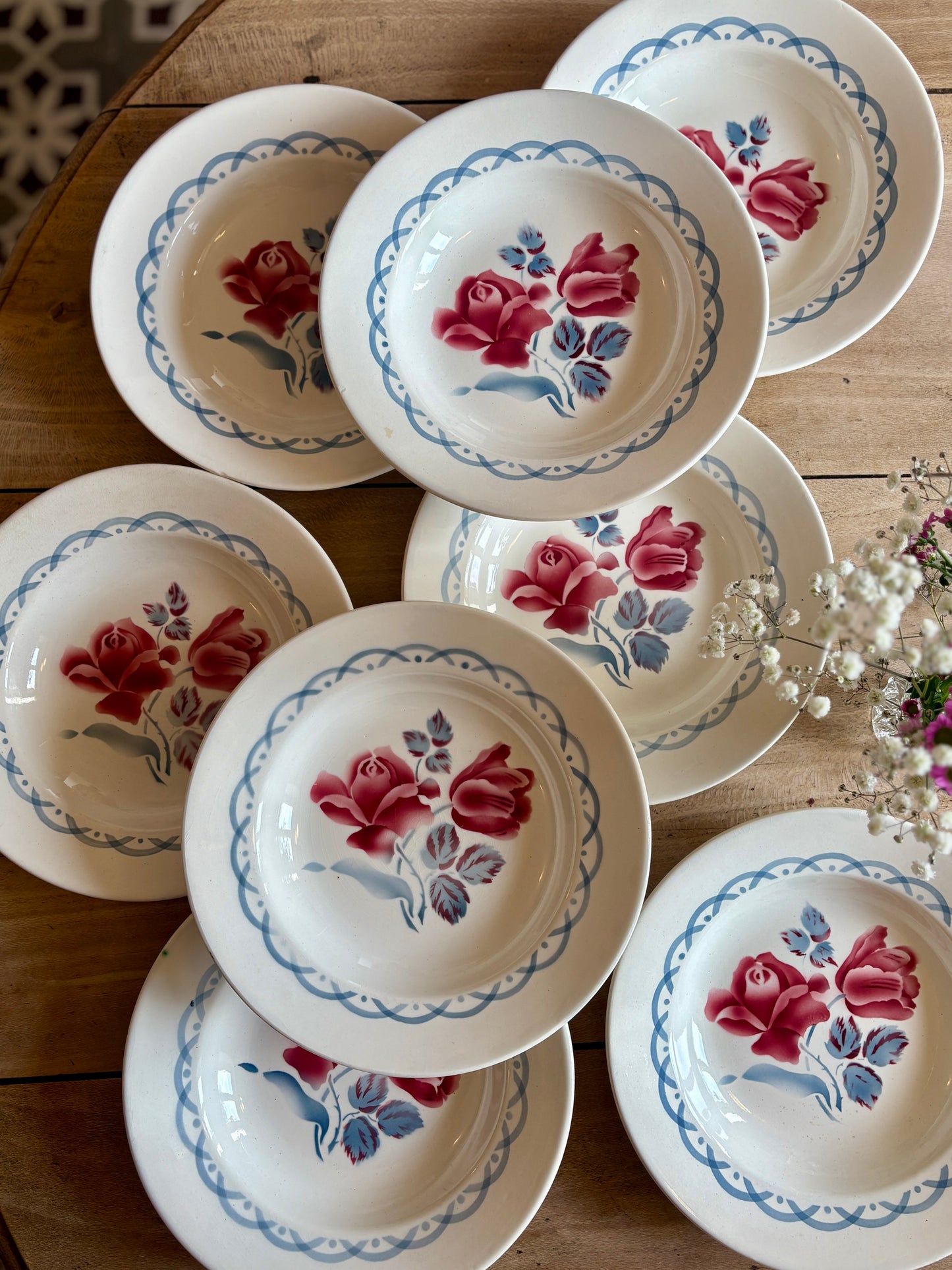 Lot de 8 assiettes creuse vintage - modèle Cannes de Digoin