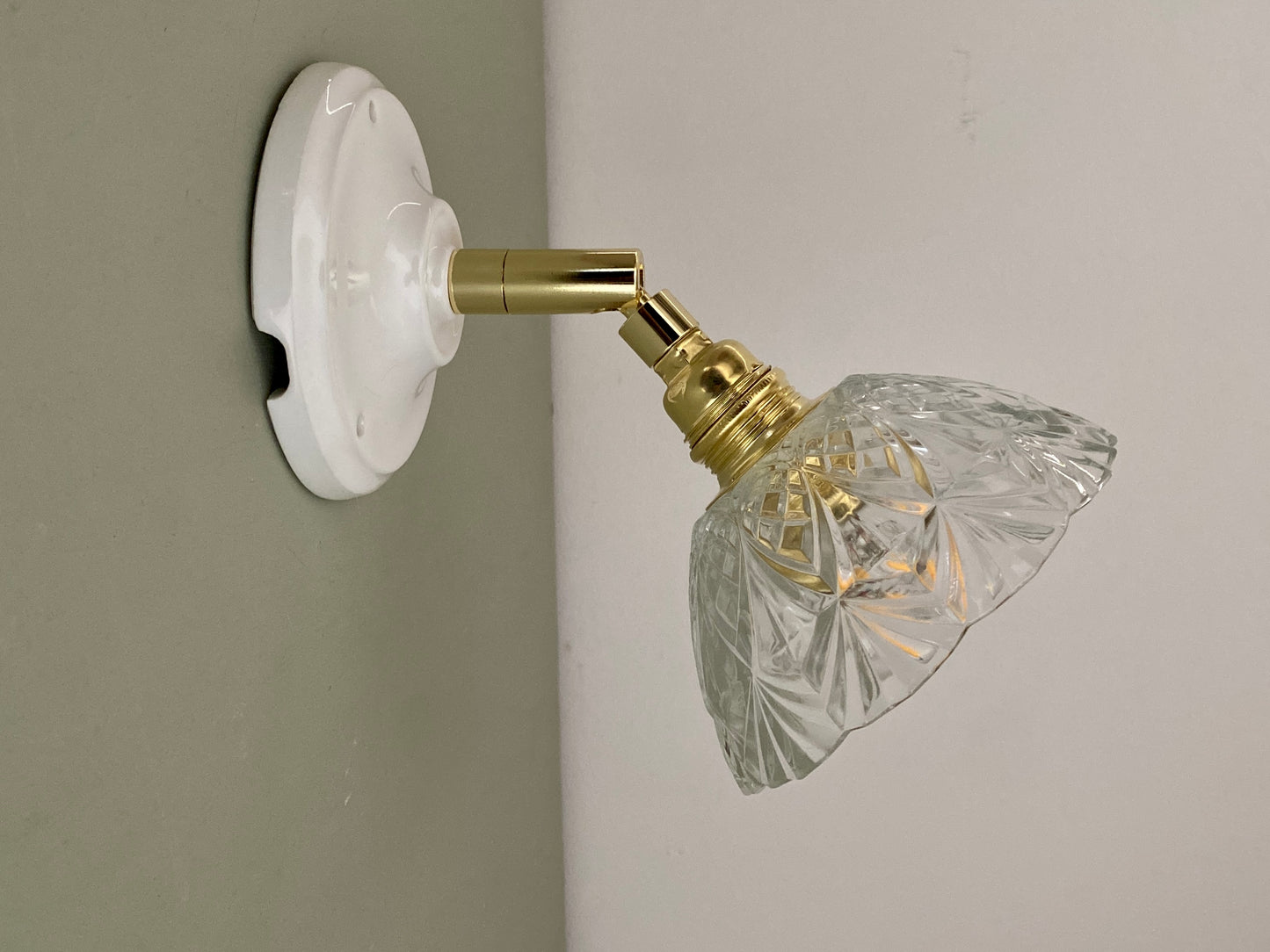 Applique abat-jour vintage en verre ciselé - collection vaisselle -