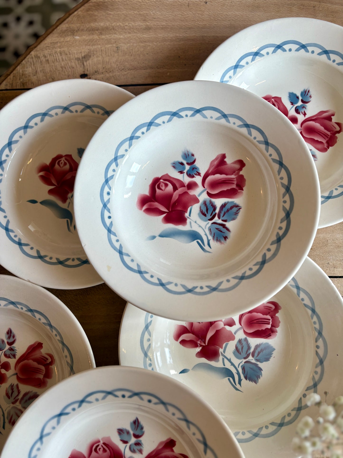 Lot de 8 assiettes creuse vintage - modèle Cannes de Digoin