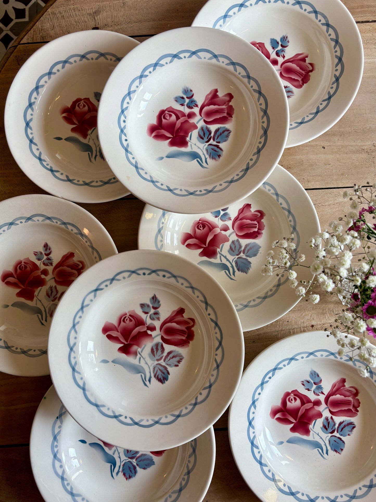 Lot de 8 assiettes creuse vintage - modèle Cannes de Digoin