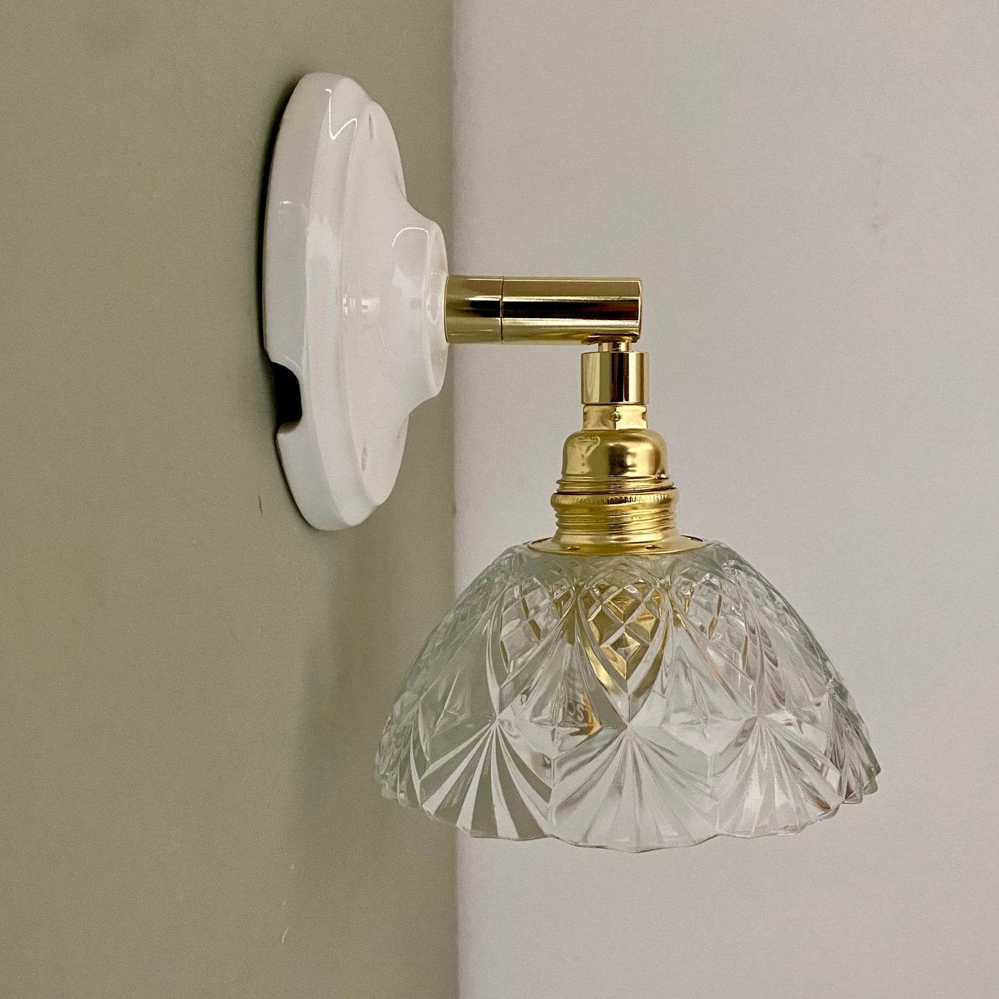 Applique abat-jour vintage en verre ciselé - collection vaisselle -