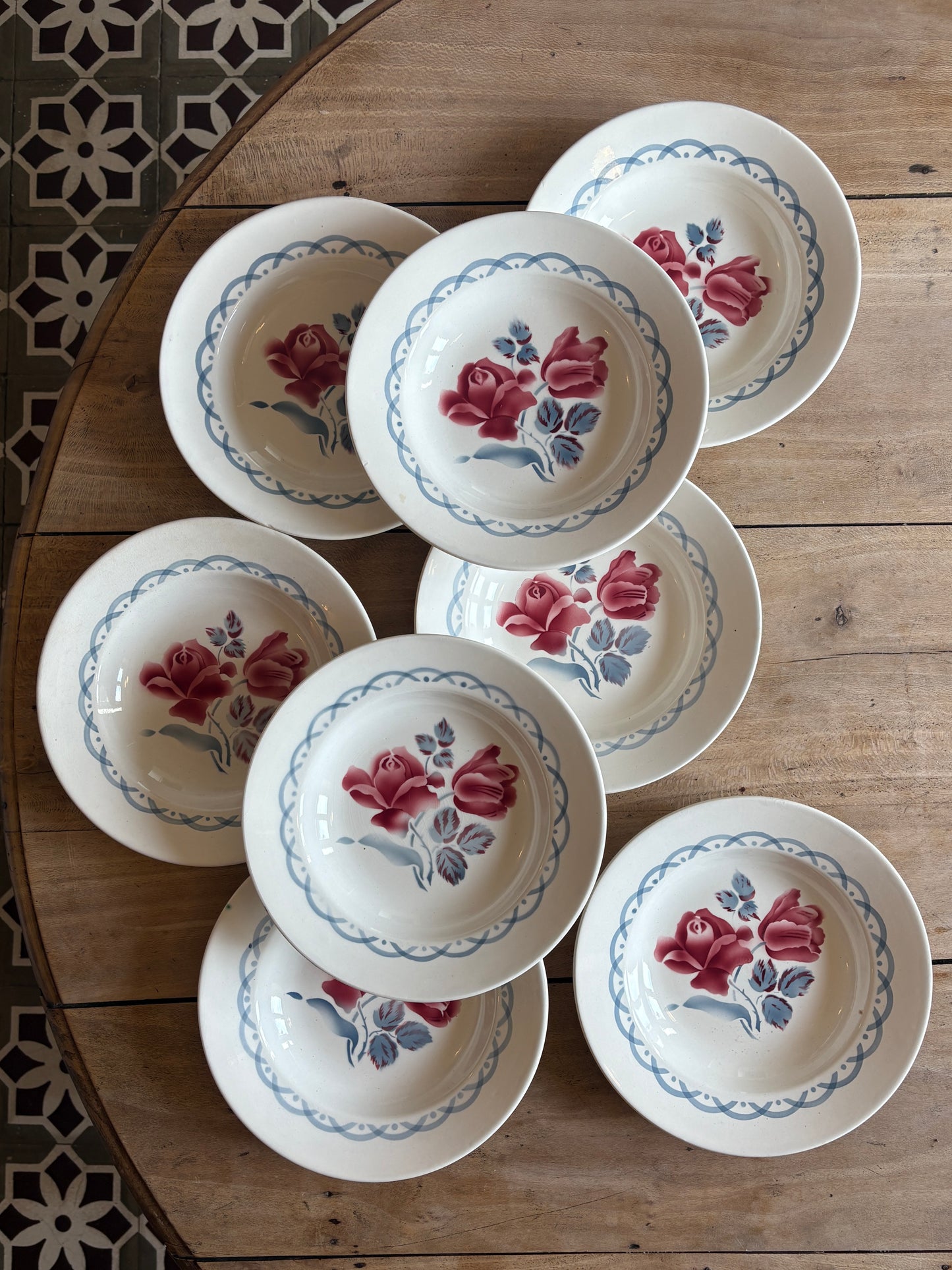 Lot de 8 assiettes creuse vintage - modèle Cannes de Digoin