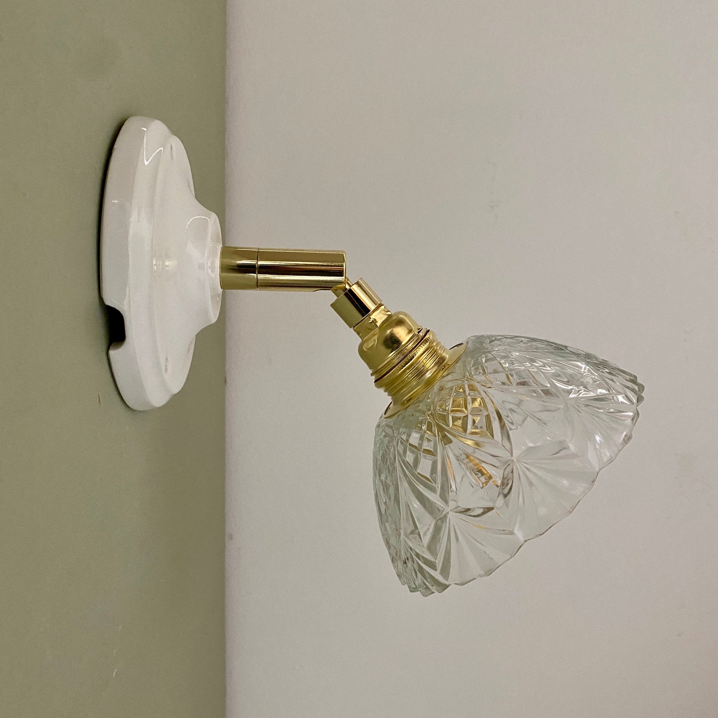 Applique abat-jour vintage en verre ciselé - collection vaisselle -