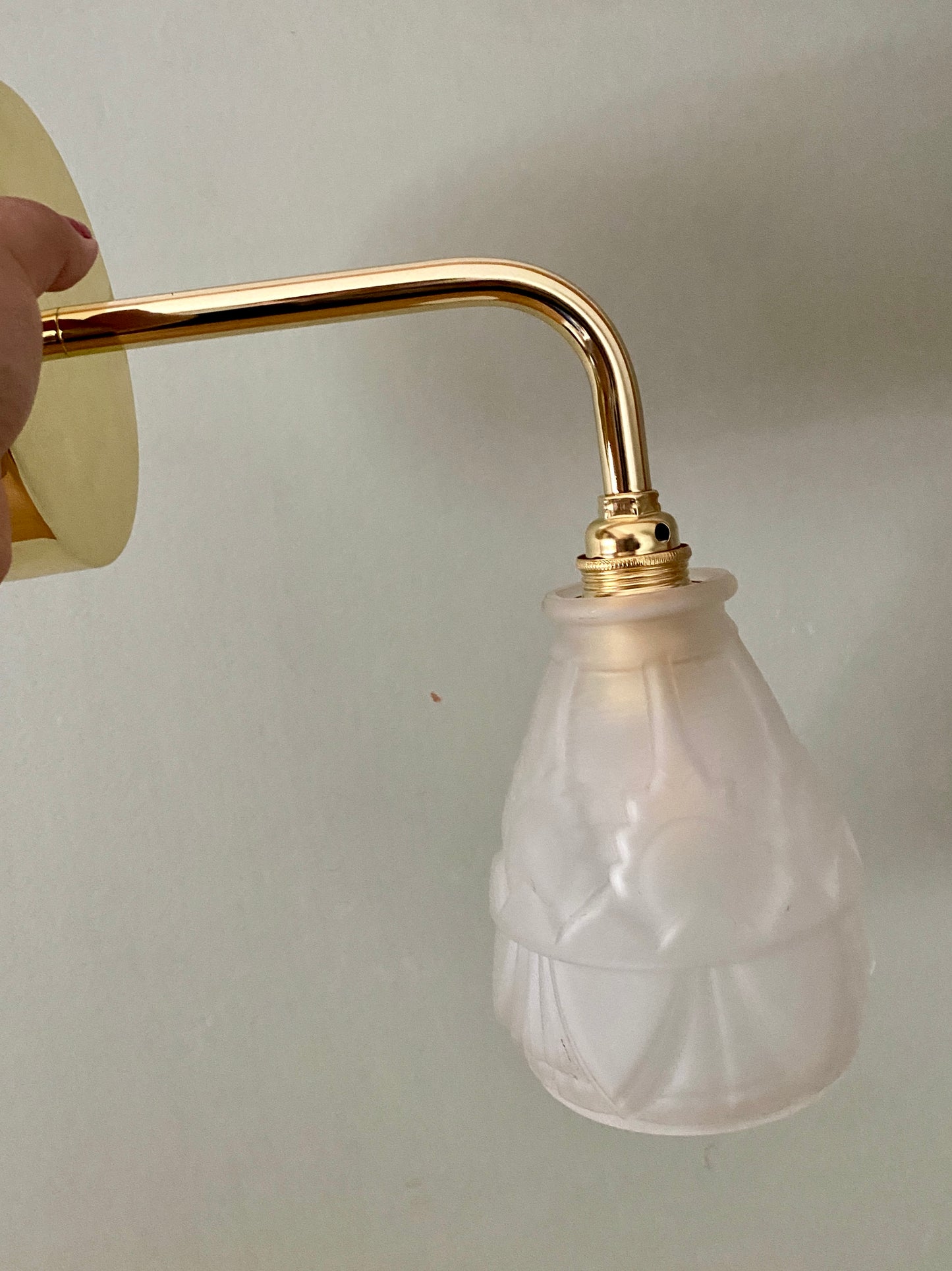 Applique tulipe vintage art déco en verre dépoli