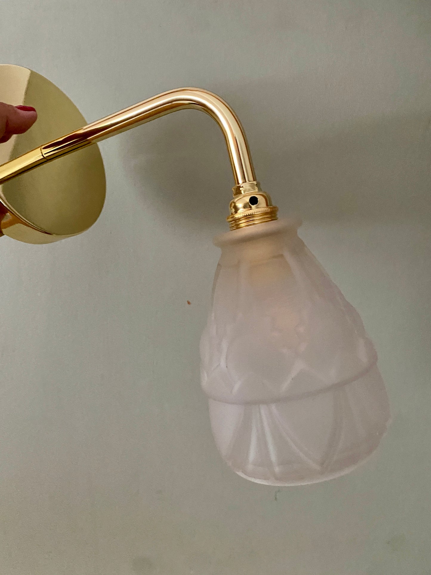 Applique tulipe vintage art déco en verre dépoli