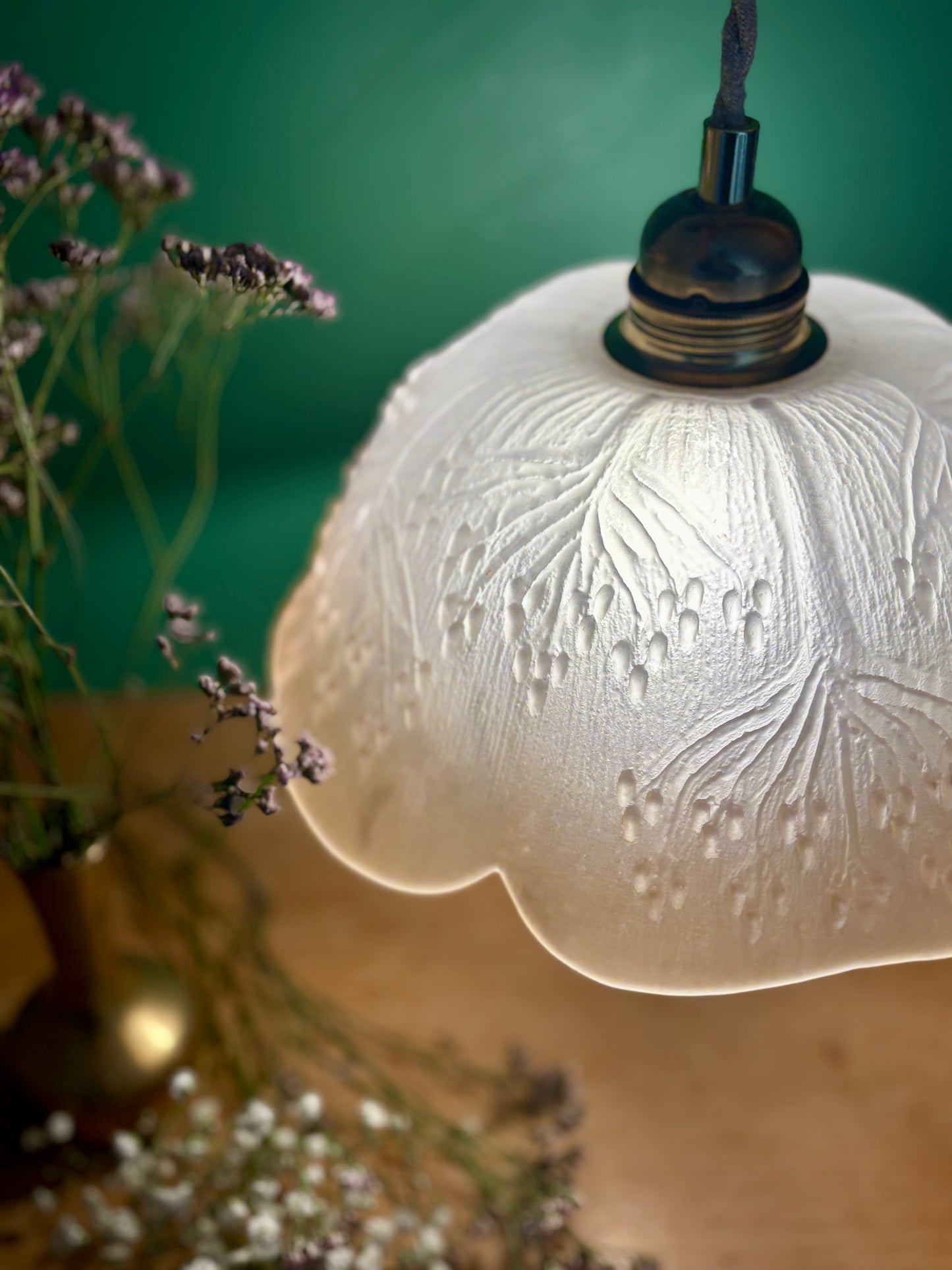 Suspension abat-jour vintage en verre dépoli