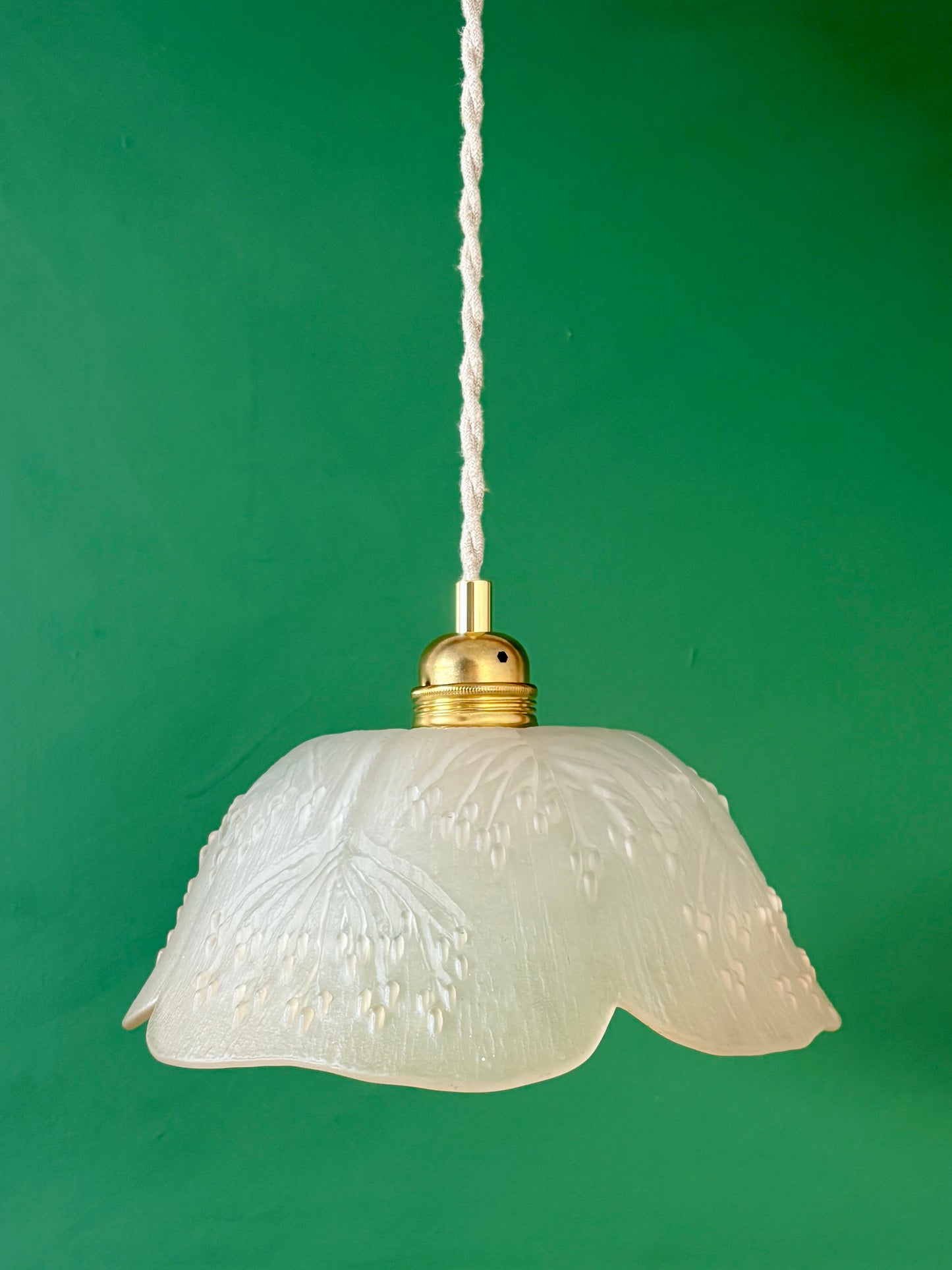 Suspension abat-jour vintage en verre dépoli