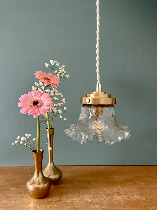 Suspension abat-jour vintage en verre