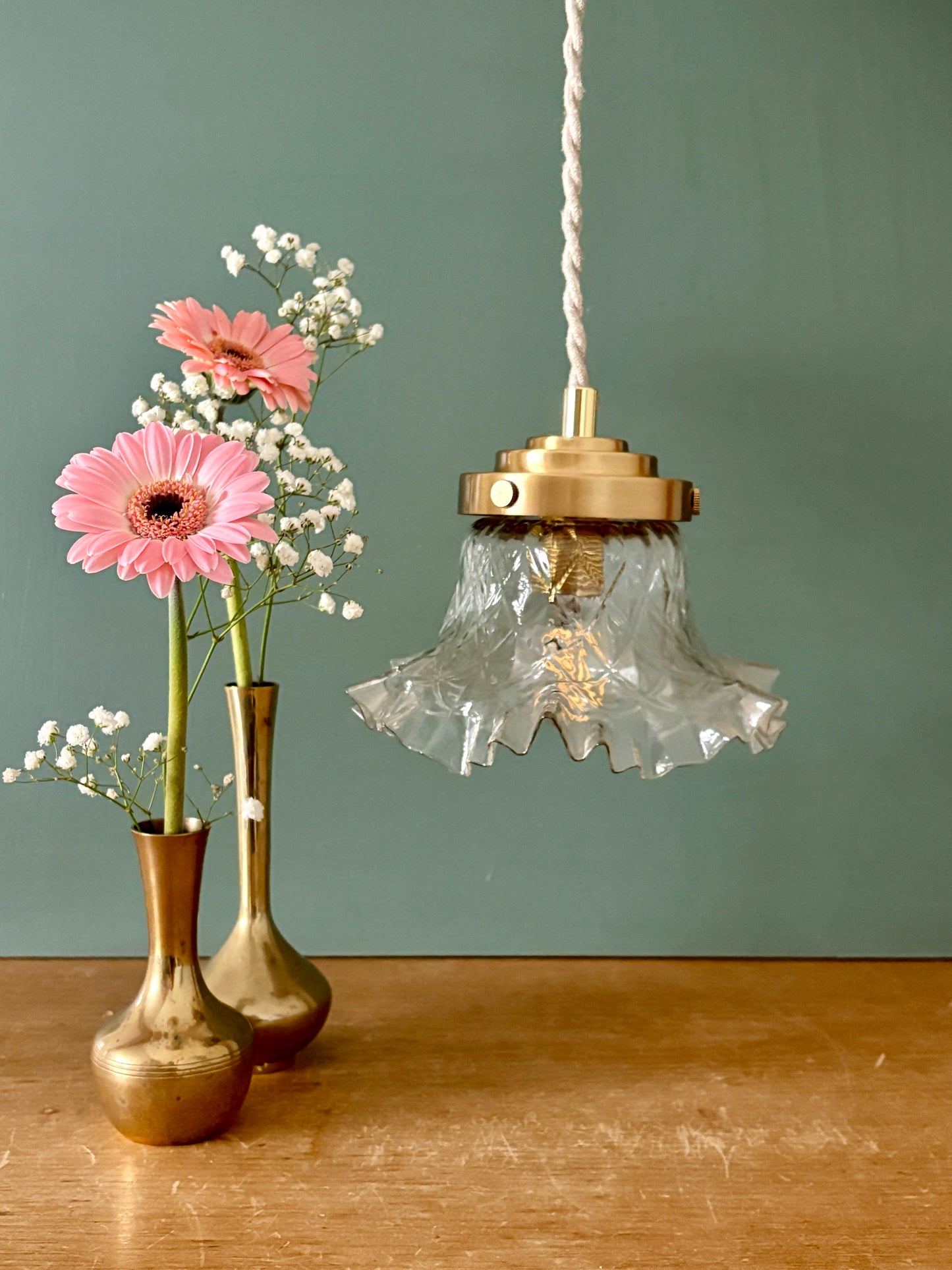 Suspension abat-jour vintage en verre