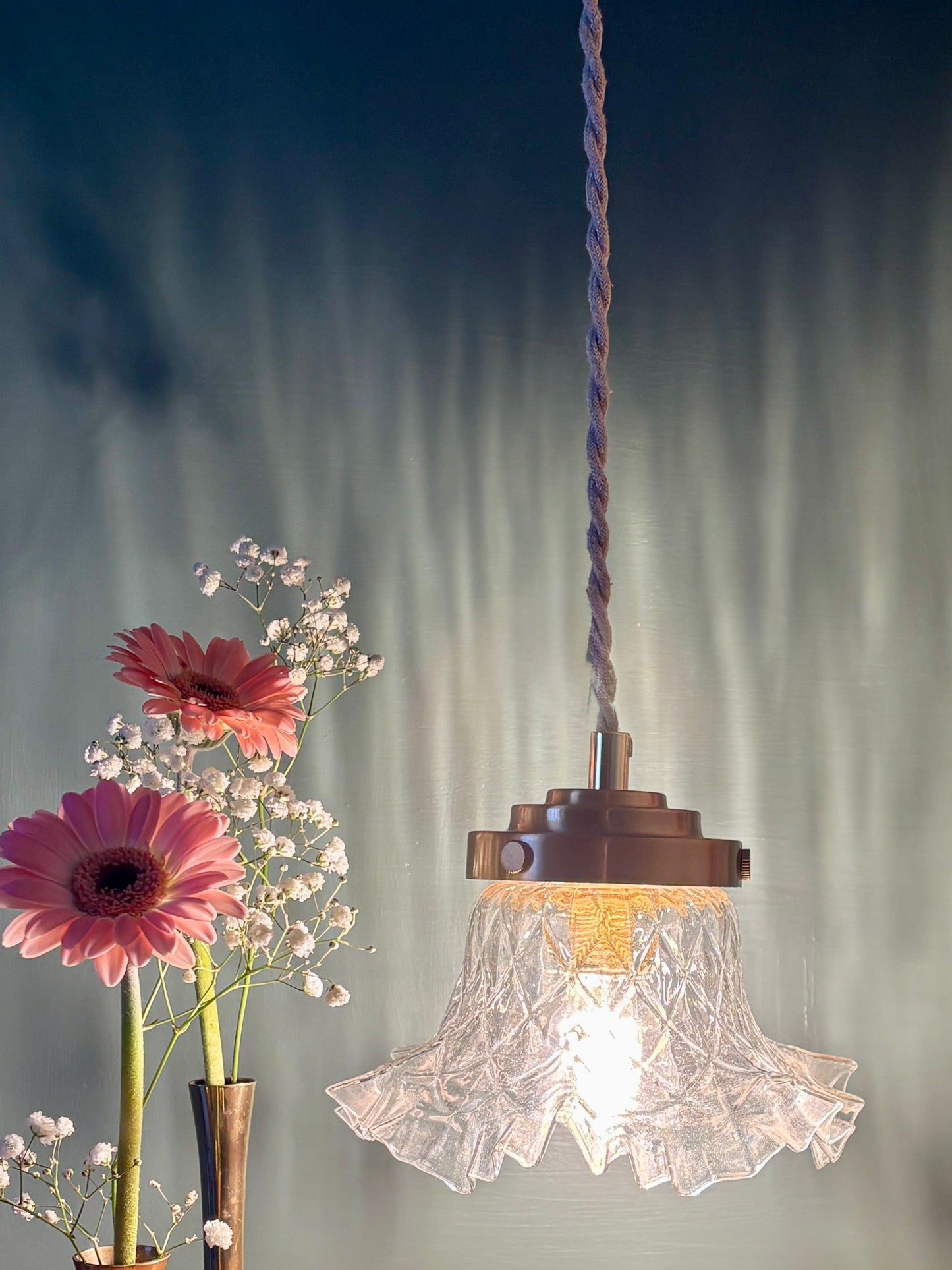 Suspension abat-jour vintage en verre