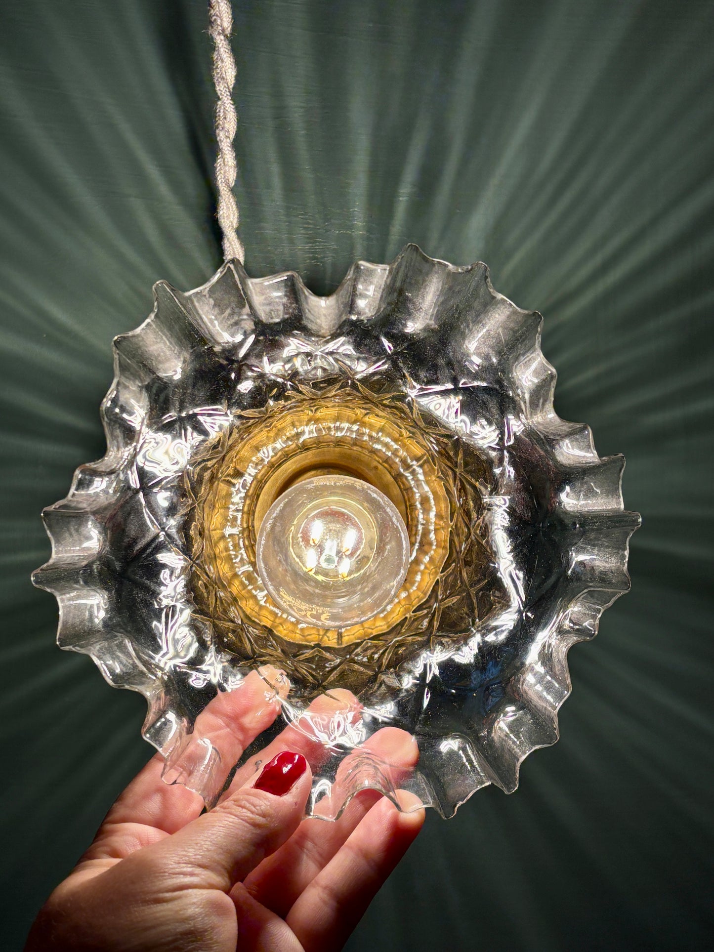 Suspension abat-jour vintage en verre