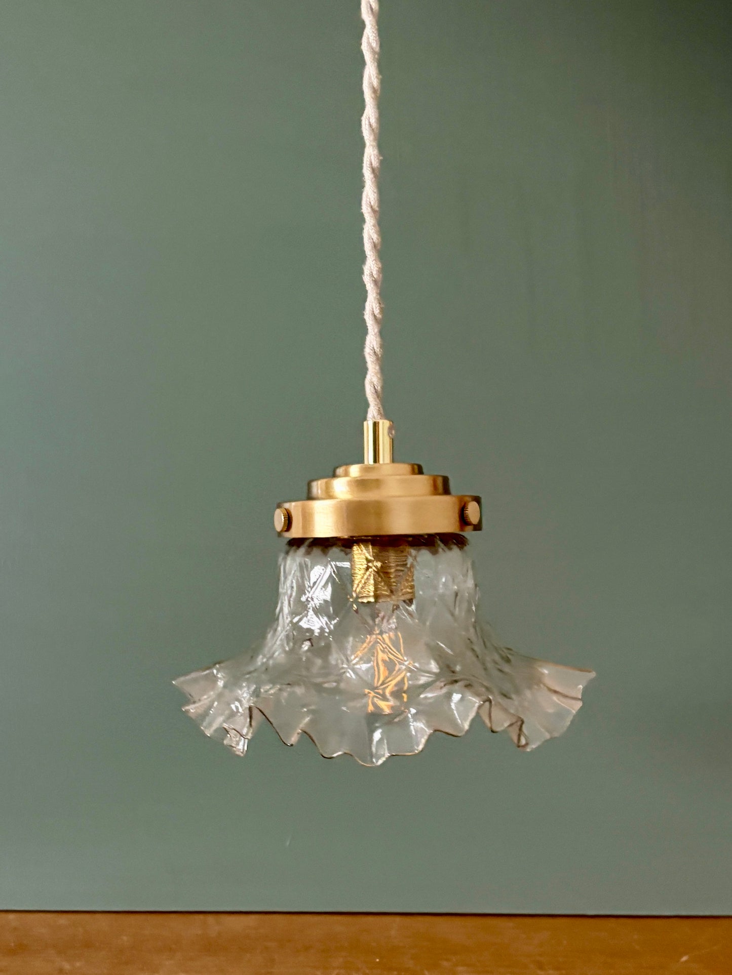Suspension abat-jour vintage en verre