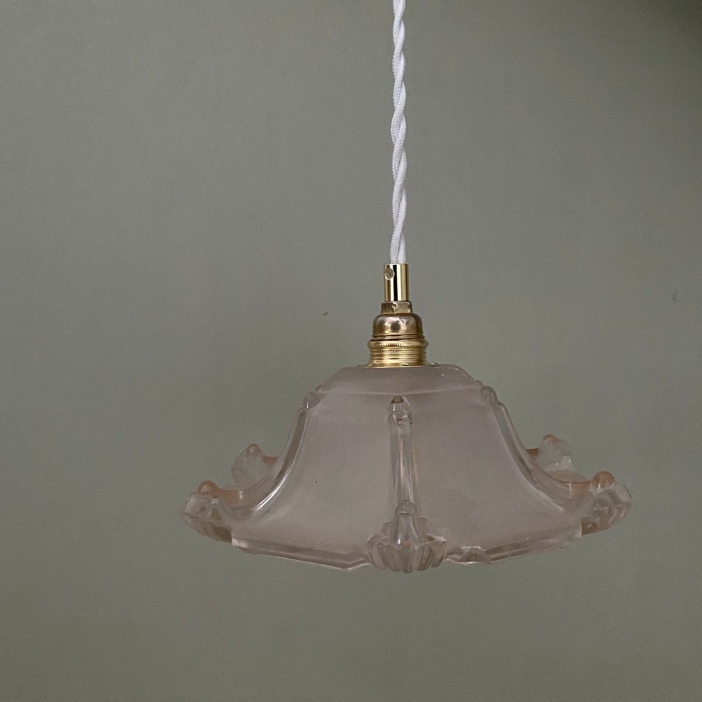 Suspension abat-jour vintage en verre dépoli