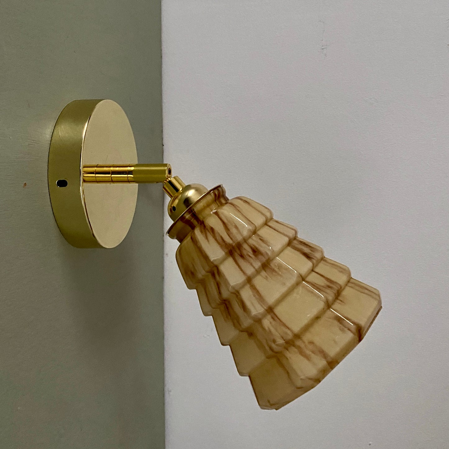 Applique tulipe vintage en verre de clichy effet marbré