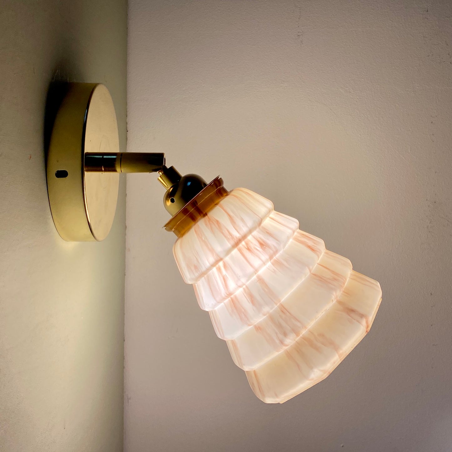 Applique tulipe vintage en verre de clichy effet marbré