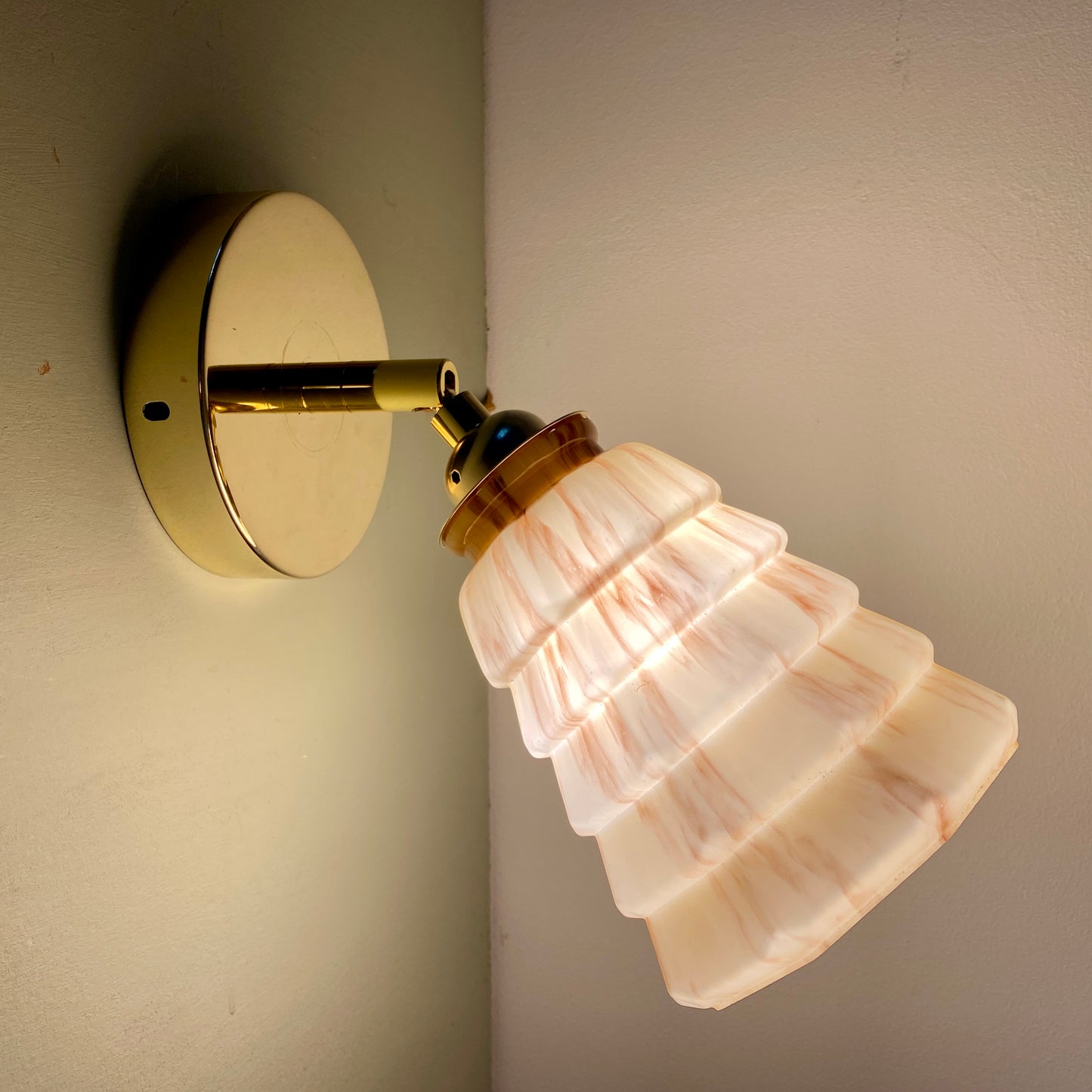 Applique tulipe vintage en verre de clichy effet marbré