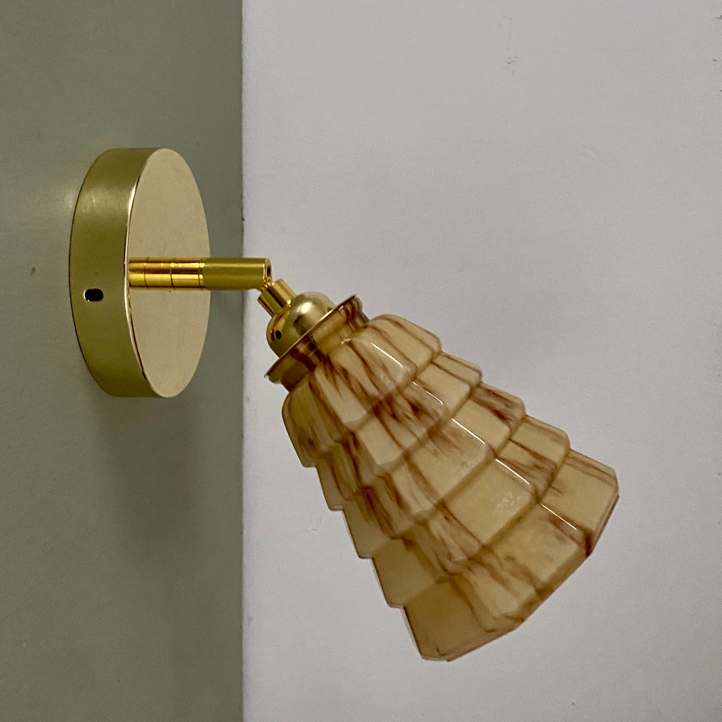 Applique tulipe vintage en verre de clichy effet marbré