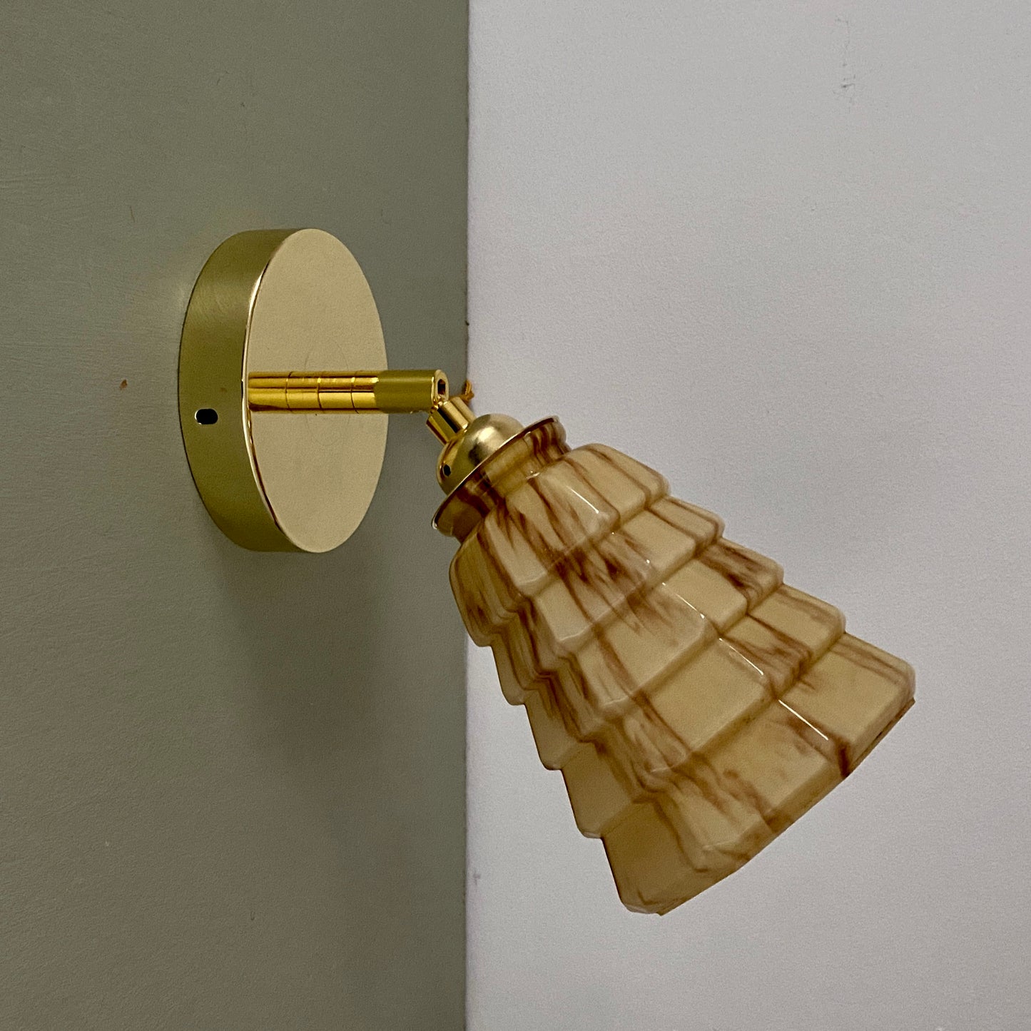 Applique tulipe vintage en verre de clichy effet marbré