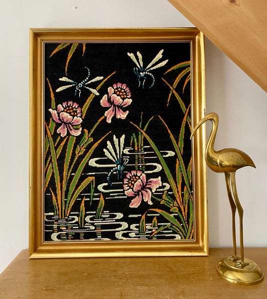 Canevas vintage décors de libellules