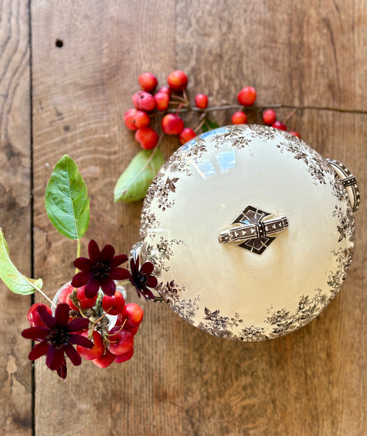 Soupière ancienne en terre de fer, modèle Aplhand de Sarreguemines