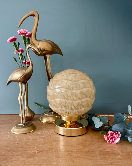 Lampe globe vintage art déco en verre de Clichy jaune