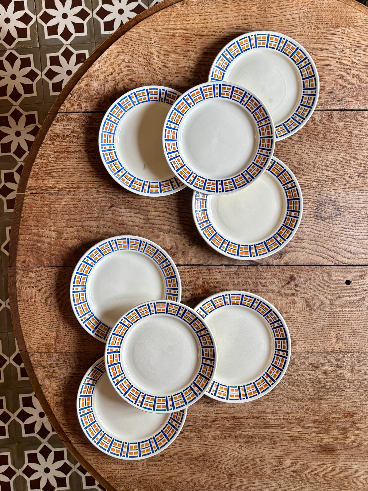 Lot de 8 assiettes plates anciennes - Robinson de Badonvillier