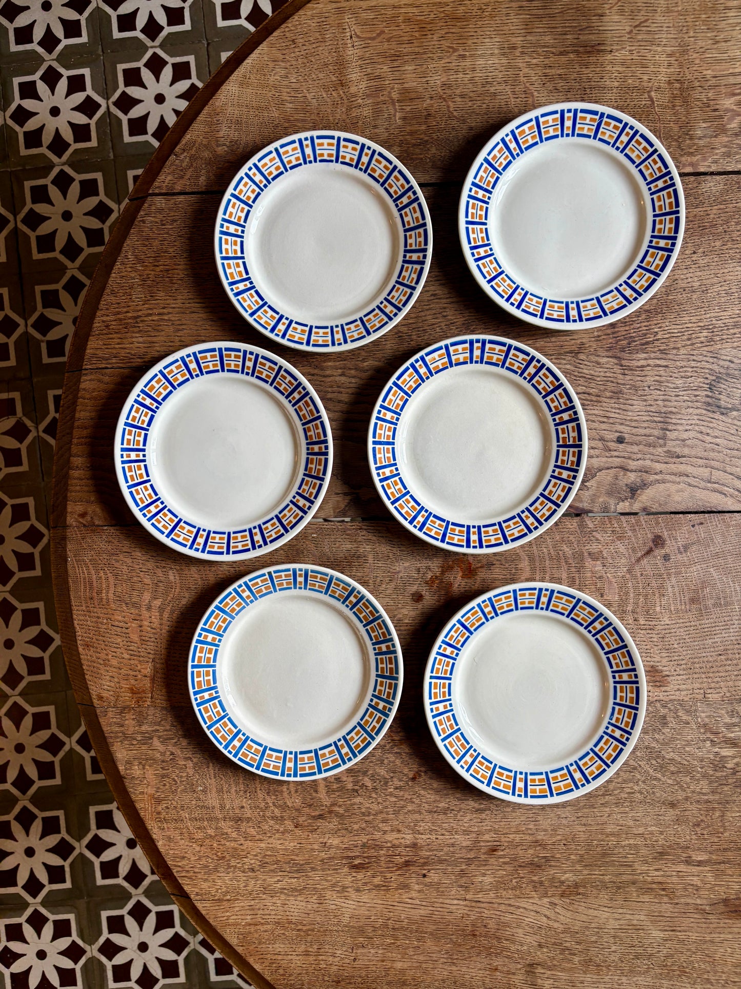 Lot de 6 assiettes à dessert anciennes - Robinson de Badonvillier
