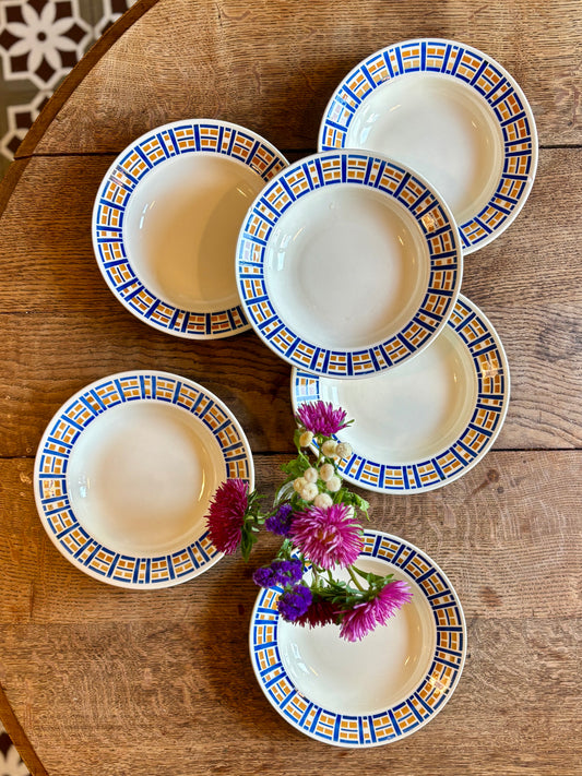 Lot de 6 assiettes creuses anciennes - Robinson de Badonvillier