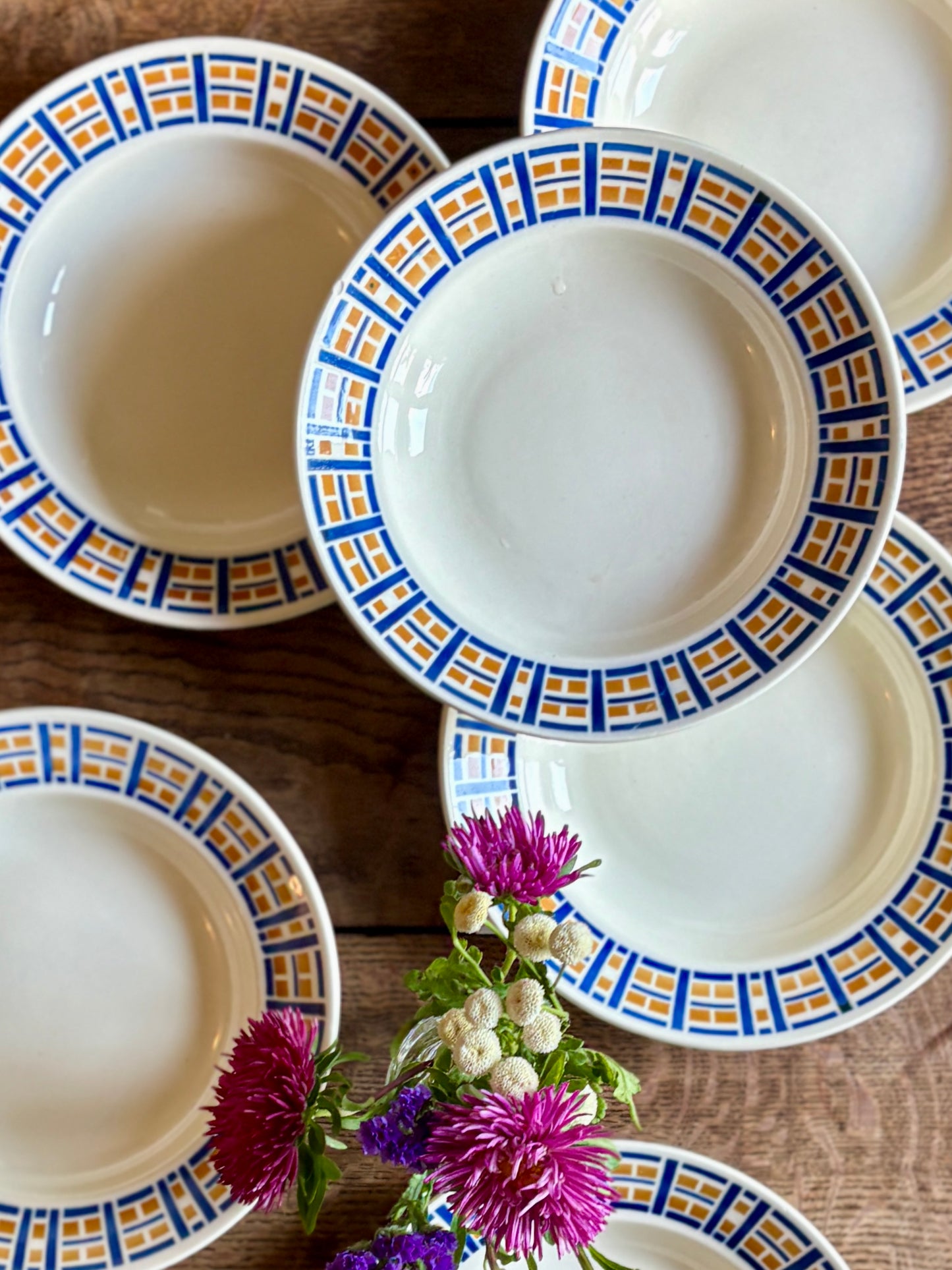 Lot de 6 assiettes creuses anciennes - Robinson de Badonvillier