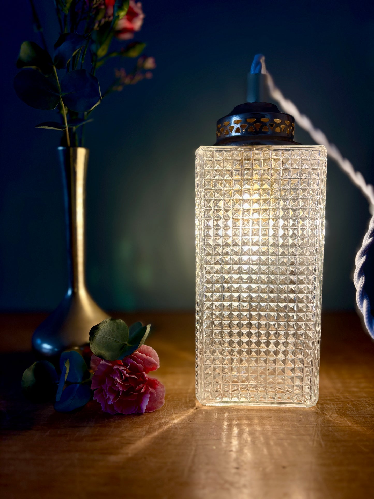 Baladeuse ou lampe à poser globe vintage en verre (BR1)