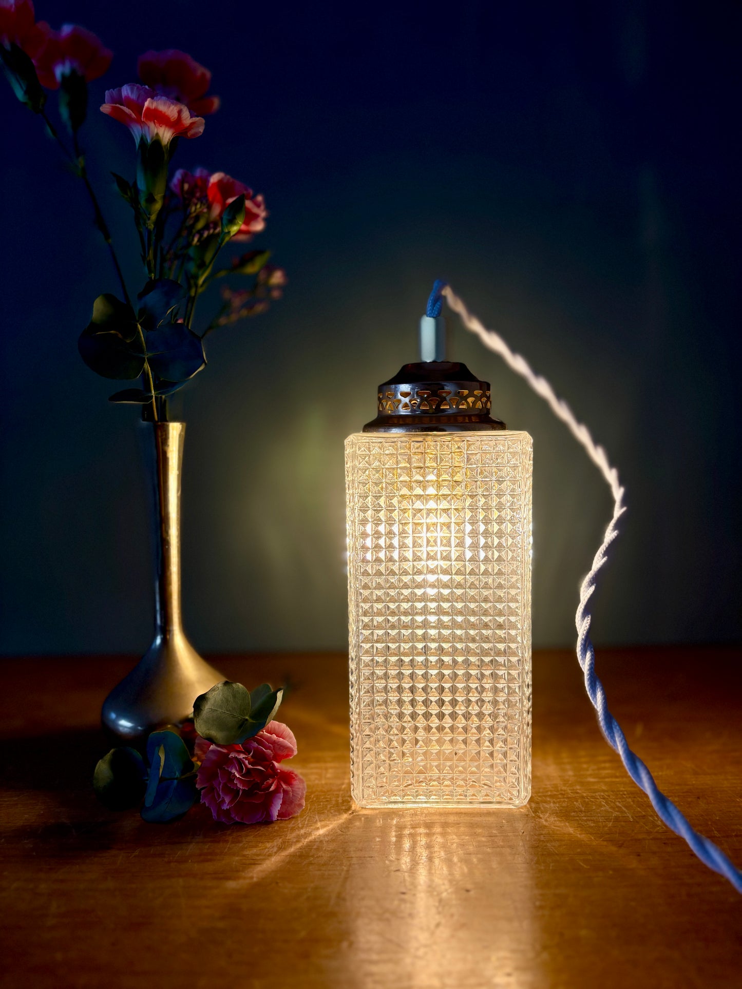 Baladeuse ou lampe à poser globe vintage en verre (BR1)