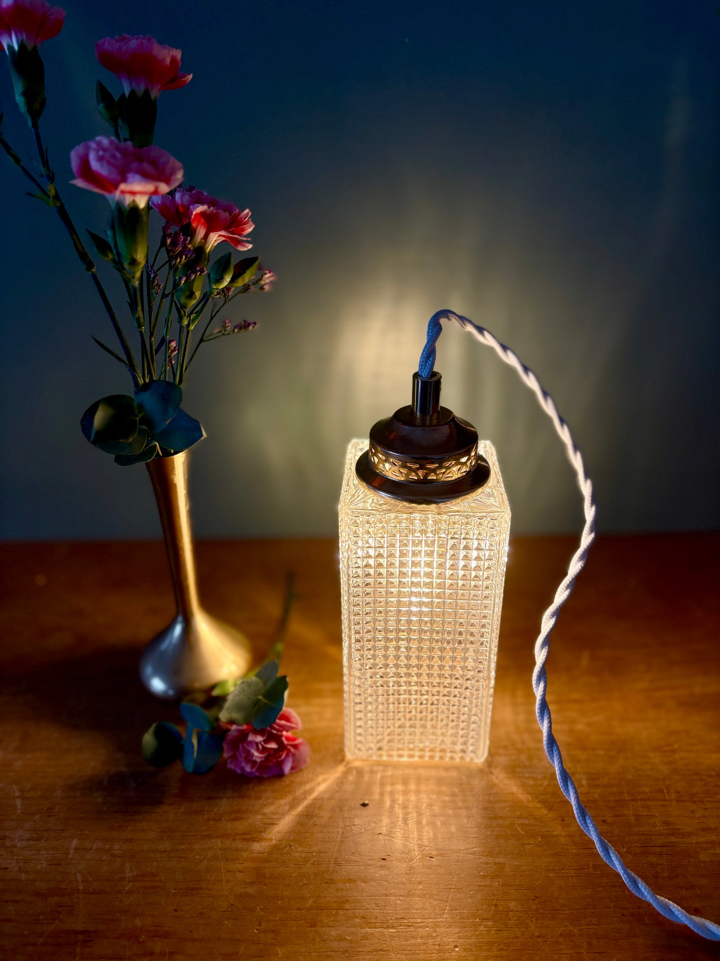 Baladeuse ou lampe à poser globe vintage en verre (BR1)