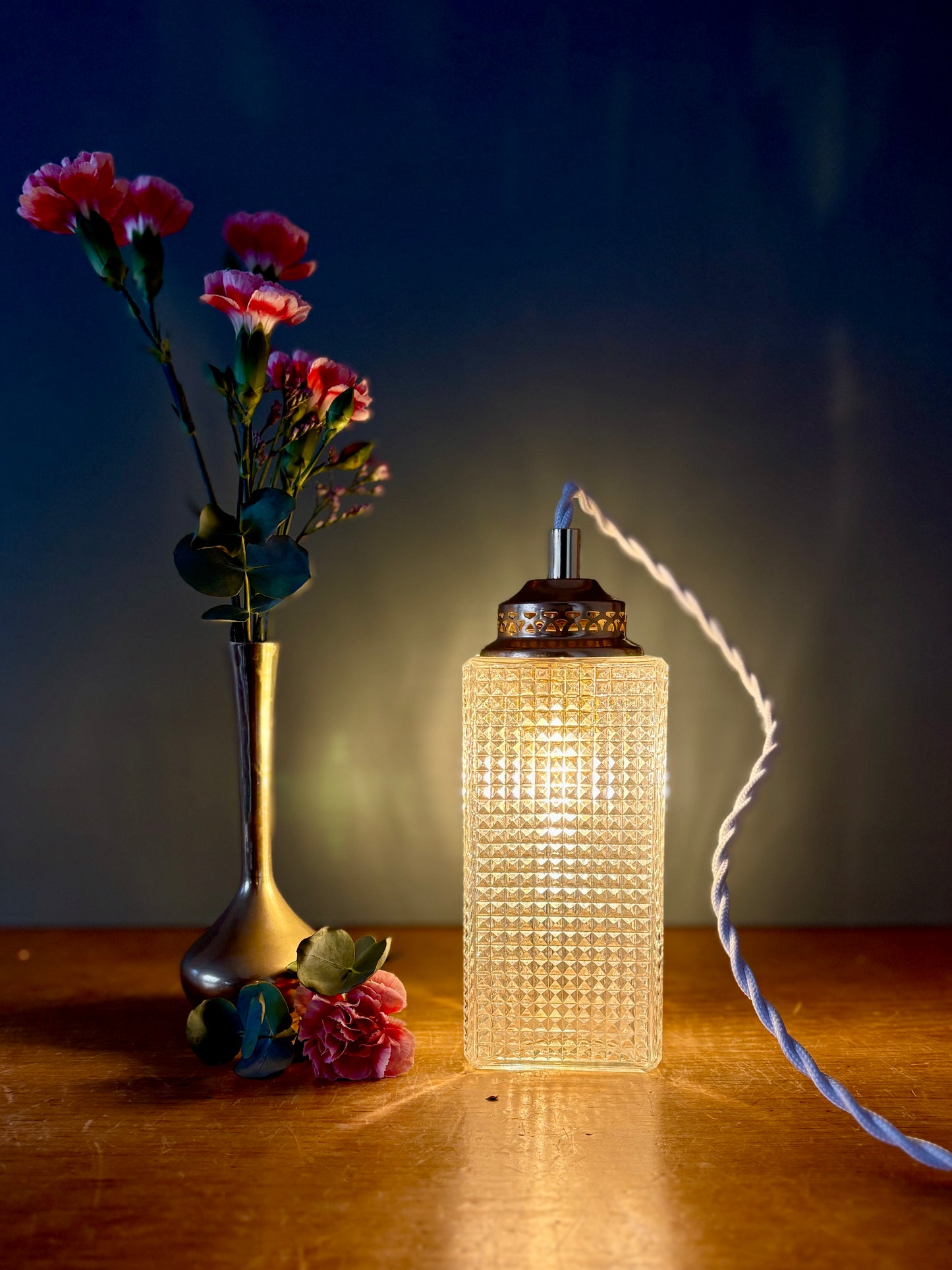 Baladeuse ou lampe à poser globe vintage en verre (BR1)
