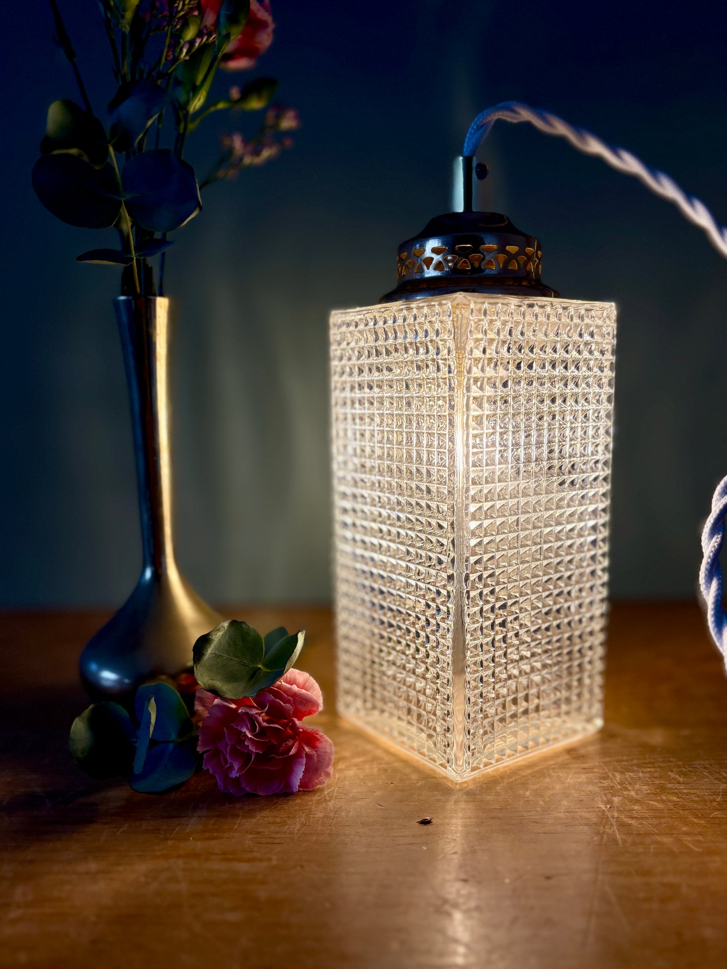 Baladeuse ou lampe à poser globe vintage en verre (BR1)