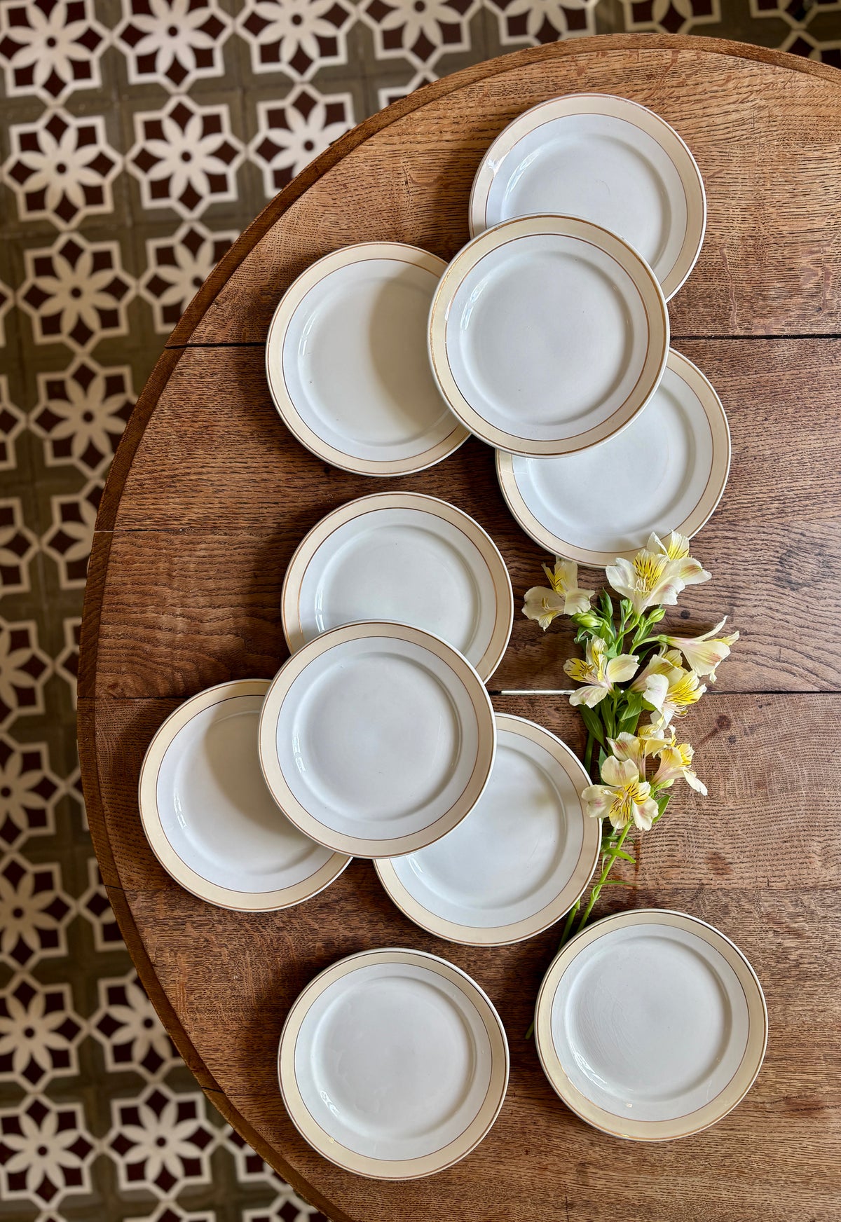 Lot de 10 assiettes à dessert anciennes - Auteuil de Lunéville