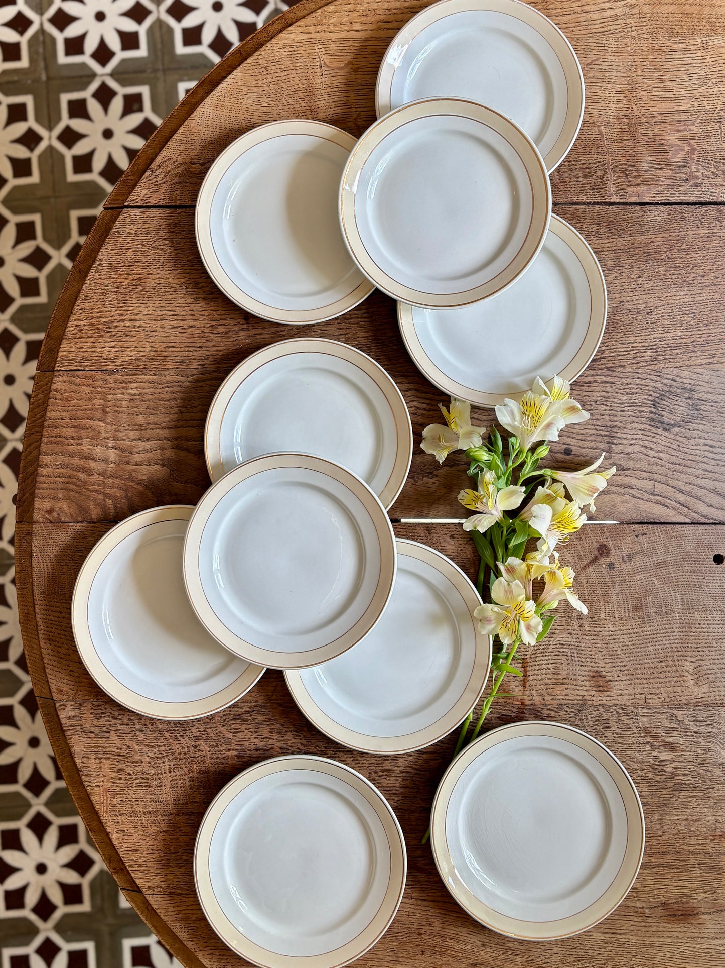 Lot de 10 assiettes à dessert anciennes - Auteuil de Lunéville