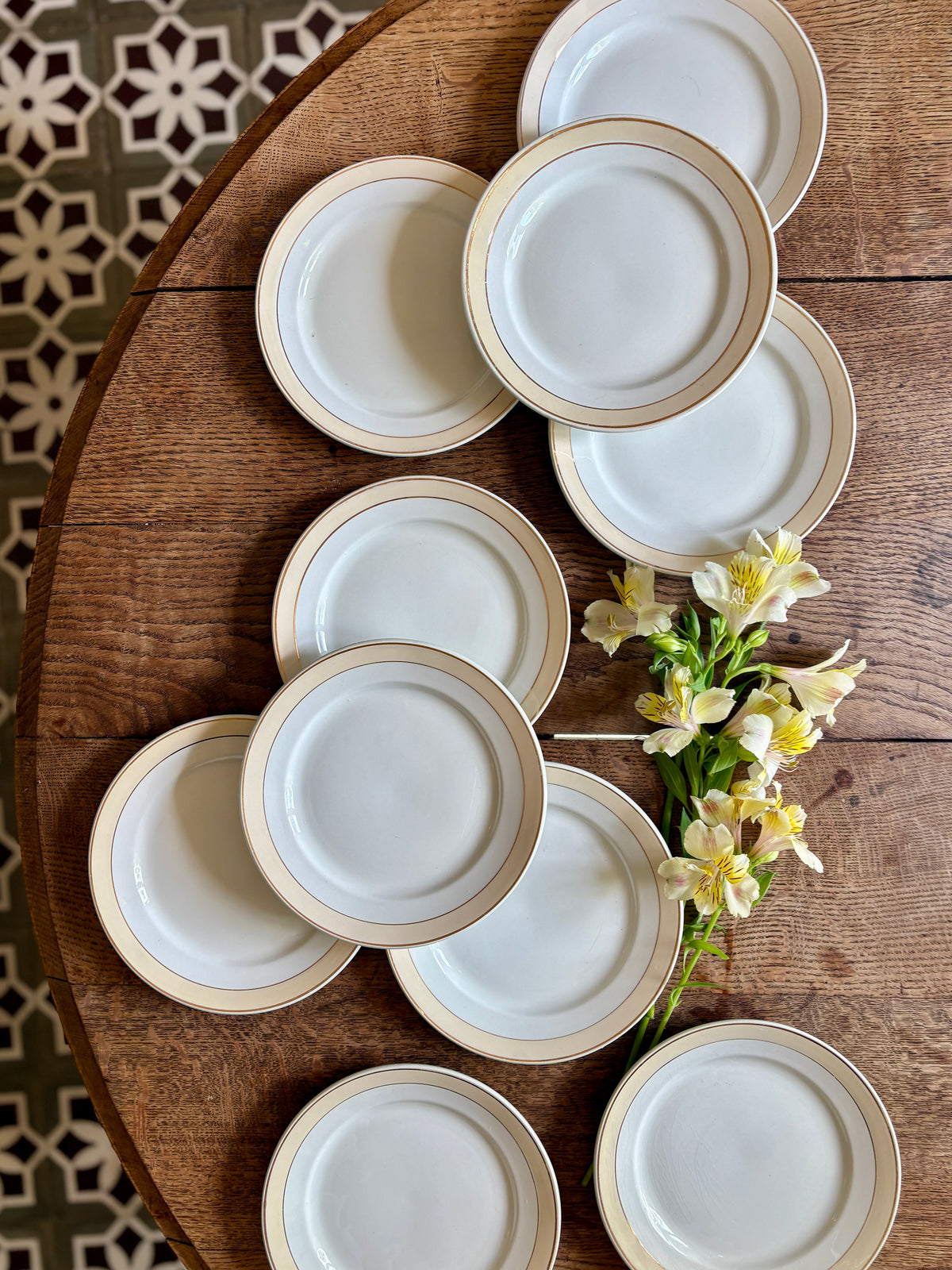 Lot de 10 assiettes à dessert anciennes - Auteuil de Lunéville