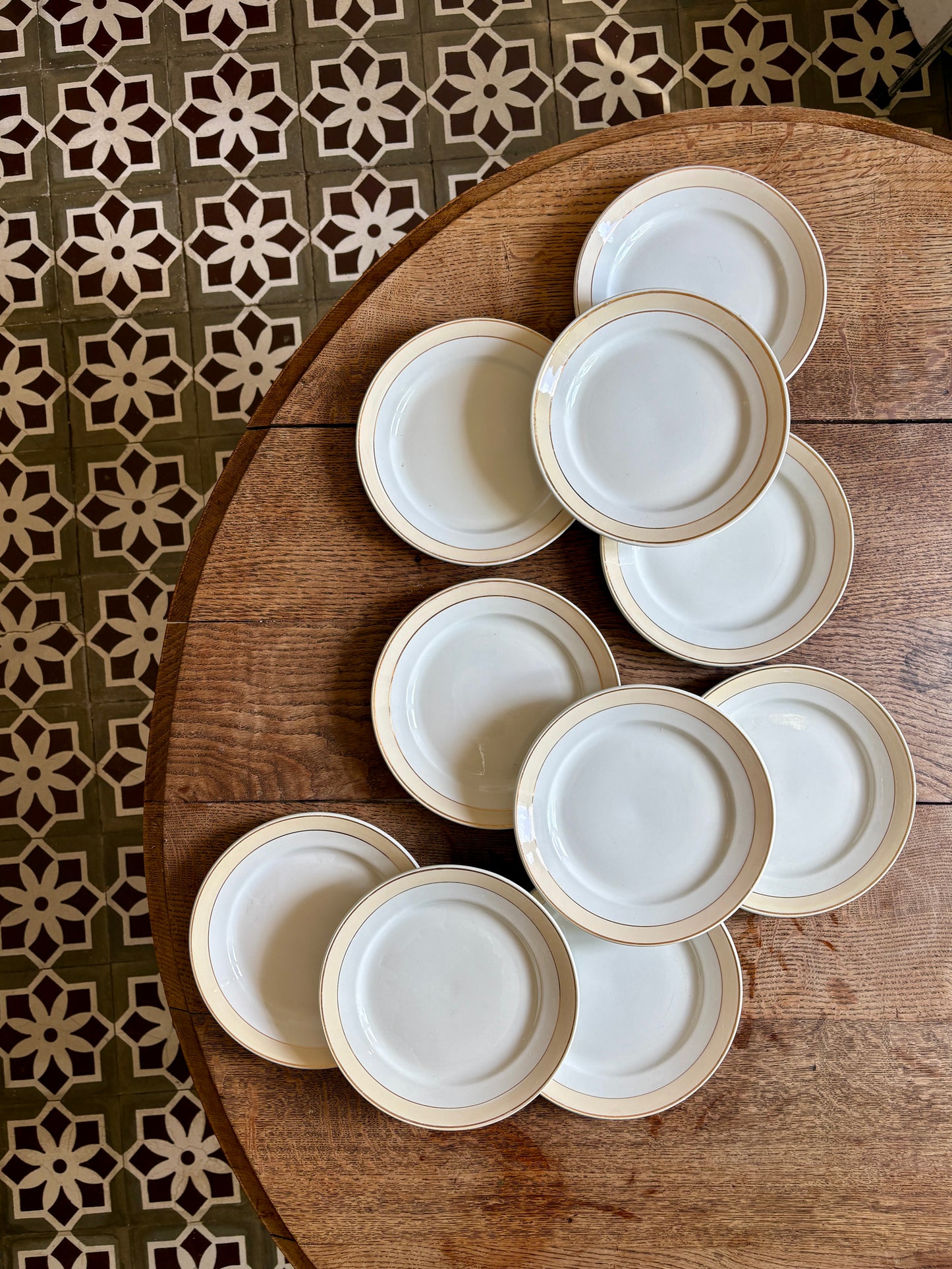 Lot de 10 assiettes à dessert anciennes - Auteuil de Lunéville